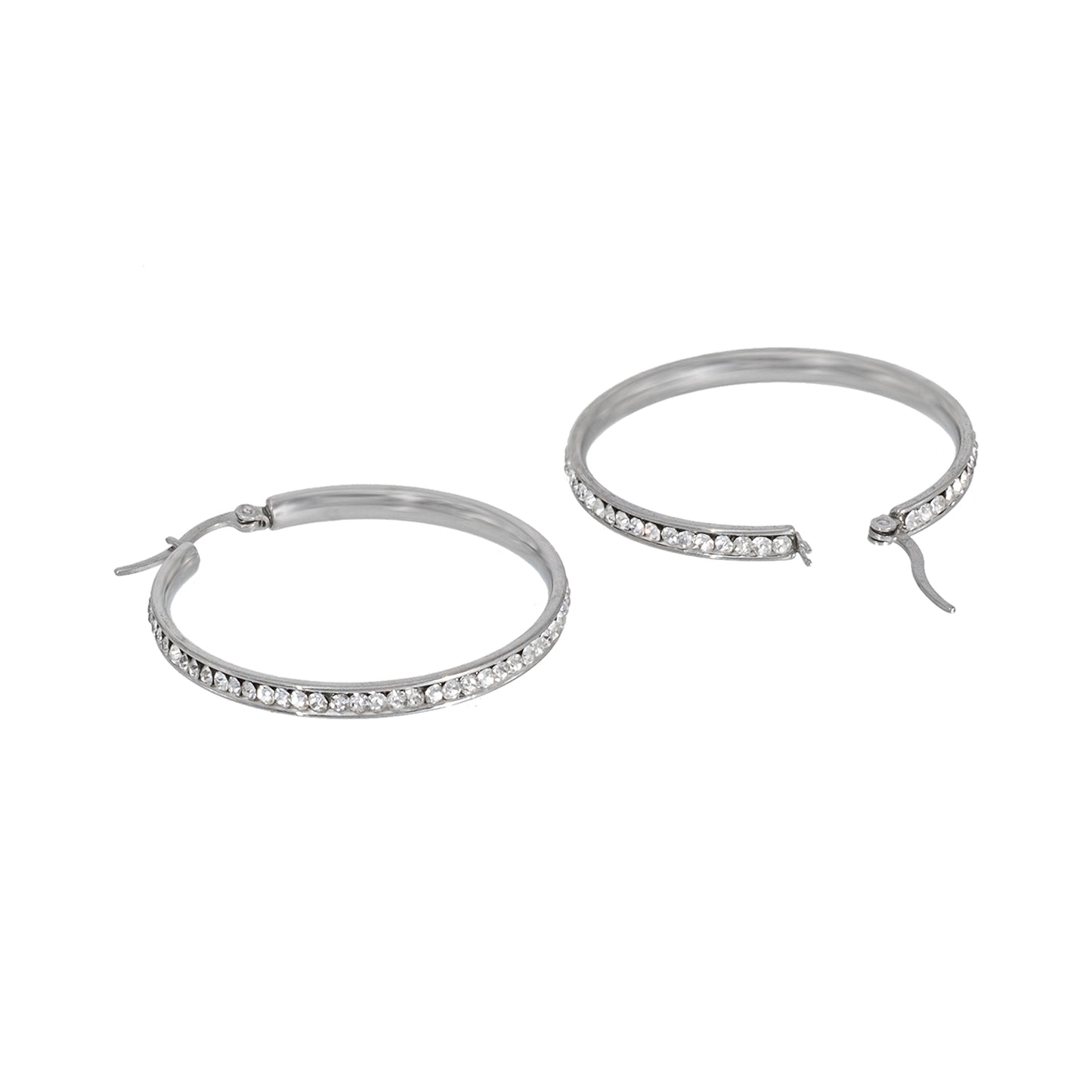 MOONDUST Crystal and CZ Gold Plated Large Hoop Earrings for Women