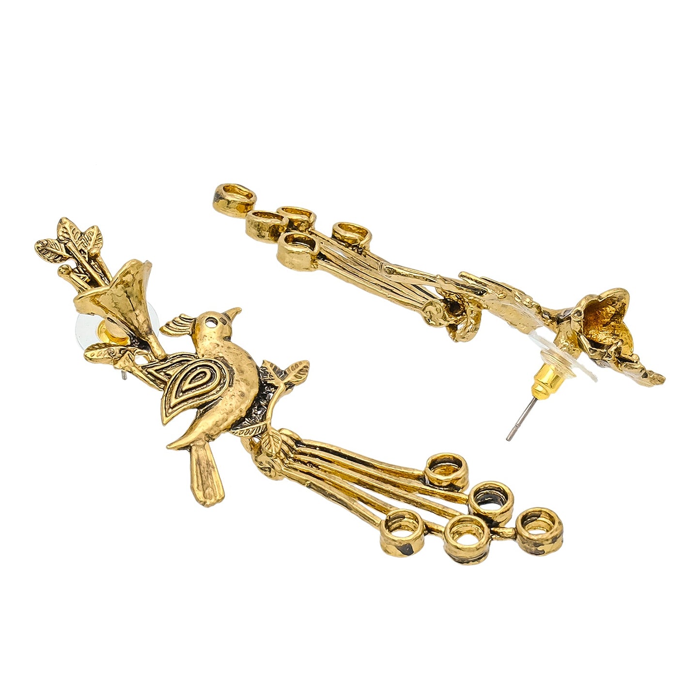 Shining Jewel Traditional Indian Antique Gold Oxidised Peacock Dangle Earring For Women (SJE_162_G)