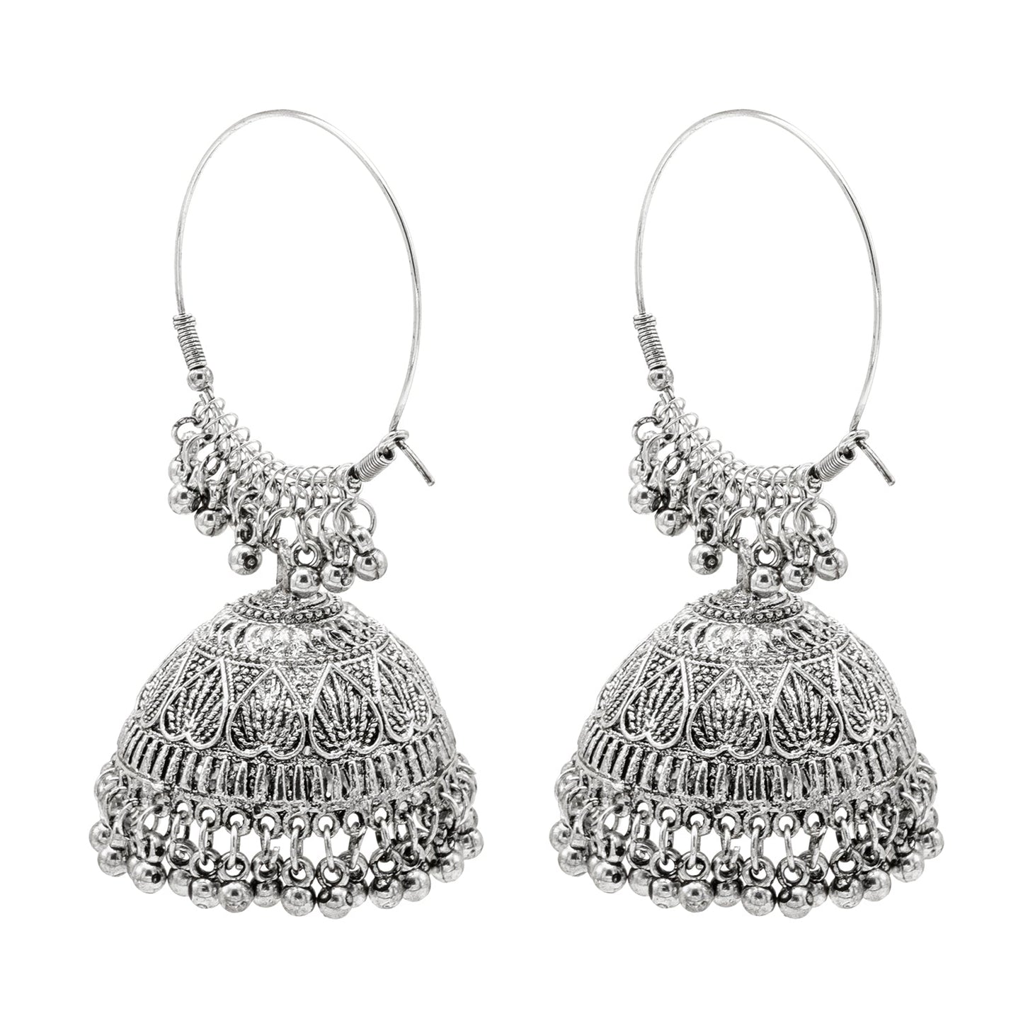 Traditional Indian Antique Silver Oxidised Jhumka Earring For Women (SJE_222_S)