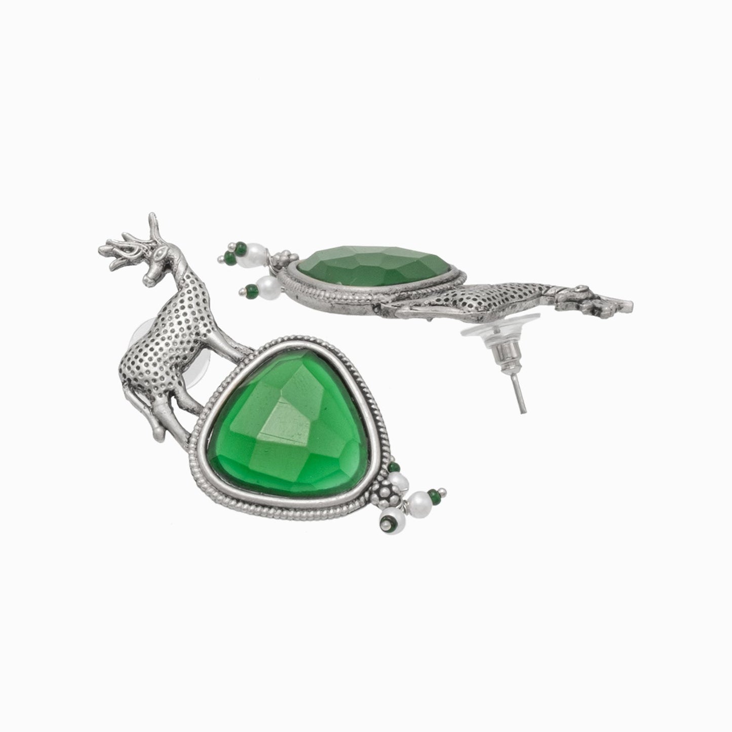 Oxidized Antique Silver Plated Deer Design Stud Earring for women ( SJE_280_S_G)
