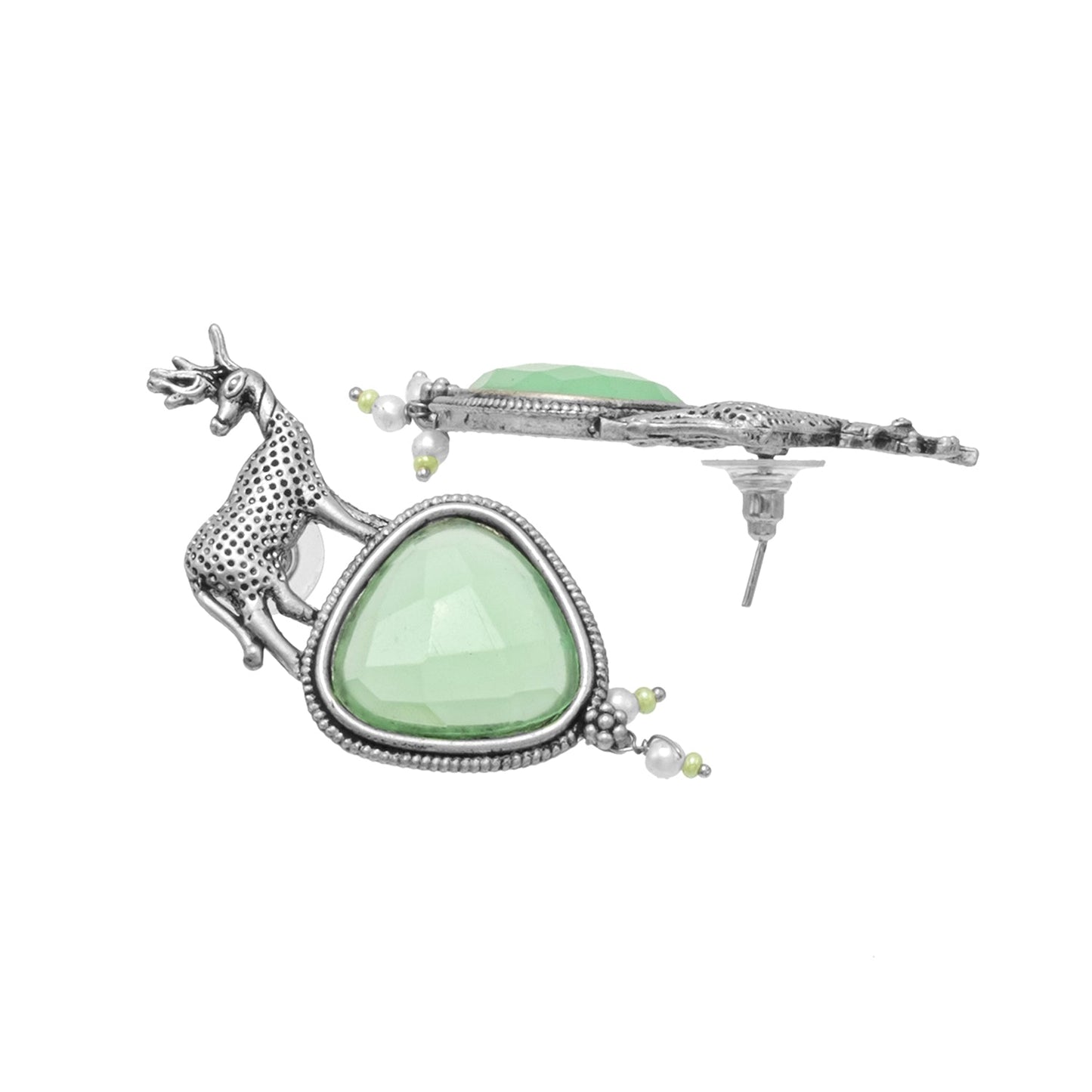 Oxidized Antique Silver Plated Deer Design Stud Earring for women ( SJE_280_S_LG)