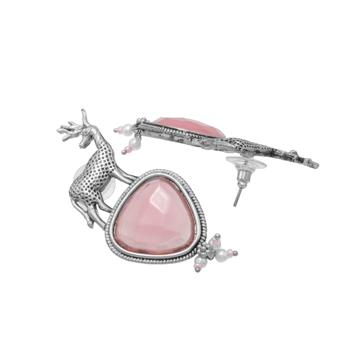 Oxidized Antique Silver Plated Deer Design Stud Earring for women ( SJE_280_S_P)