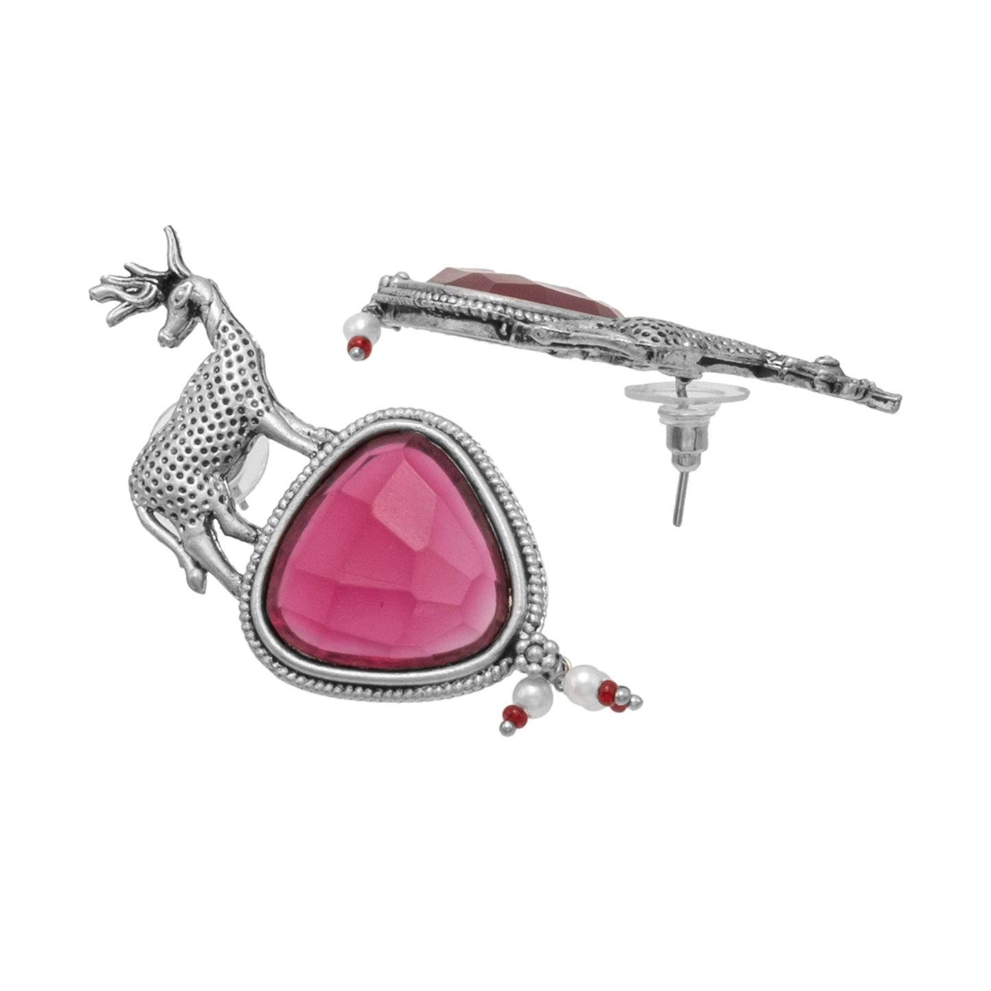 Oxidized Antique Silver Plated Deer Design Stud Earring for women ( SJE_280_S_M)