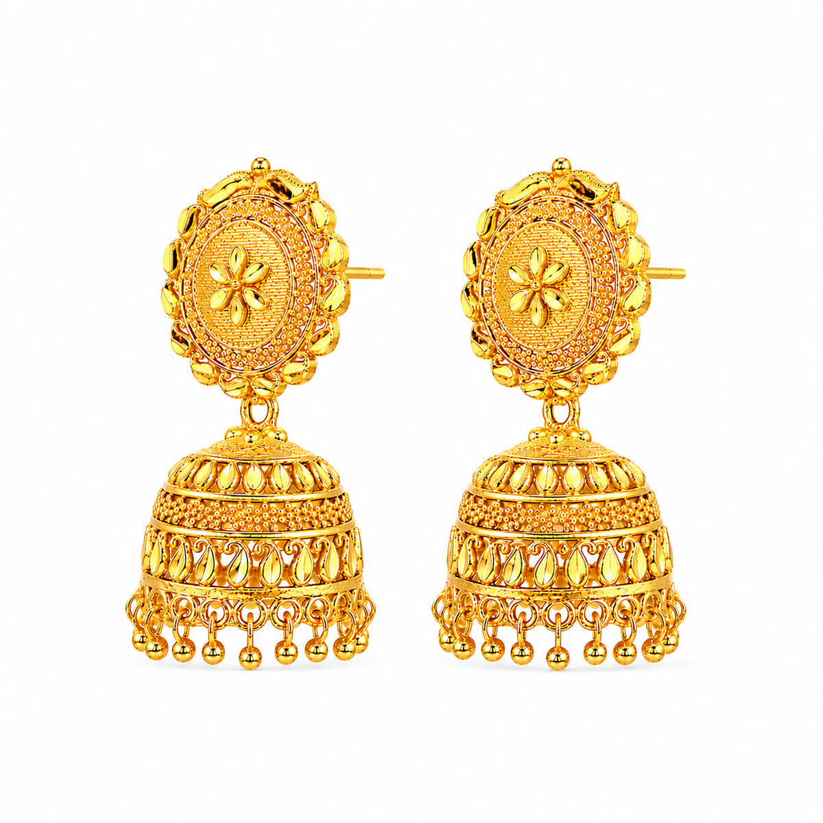 Gold Plated Medium Size Plain Jhumka for Women (SJE_341)