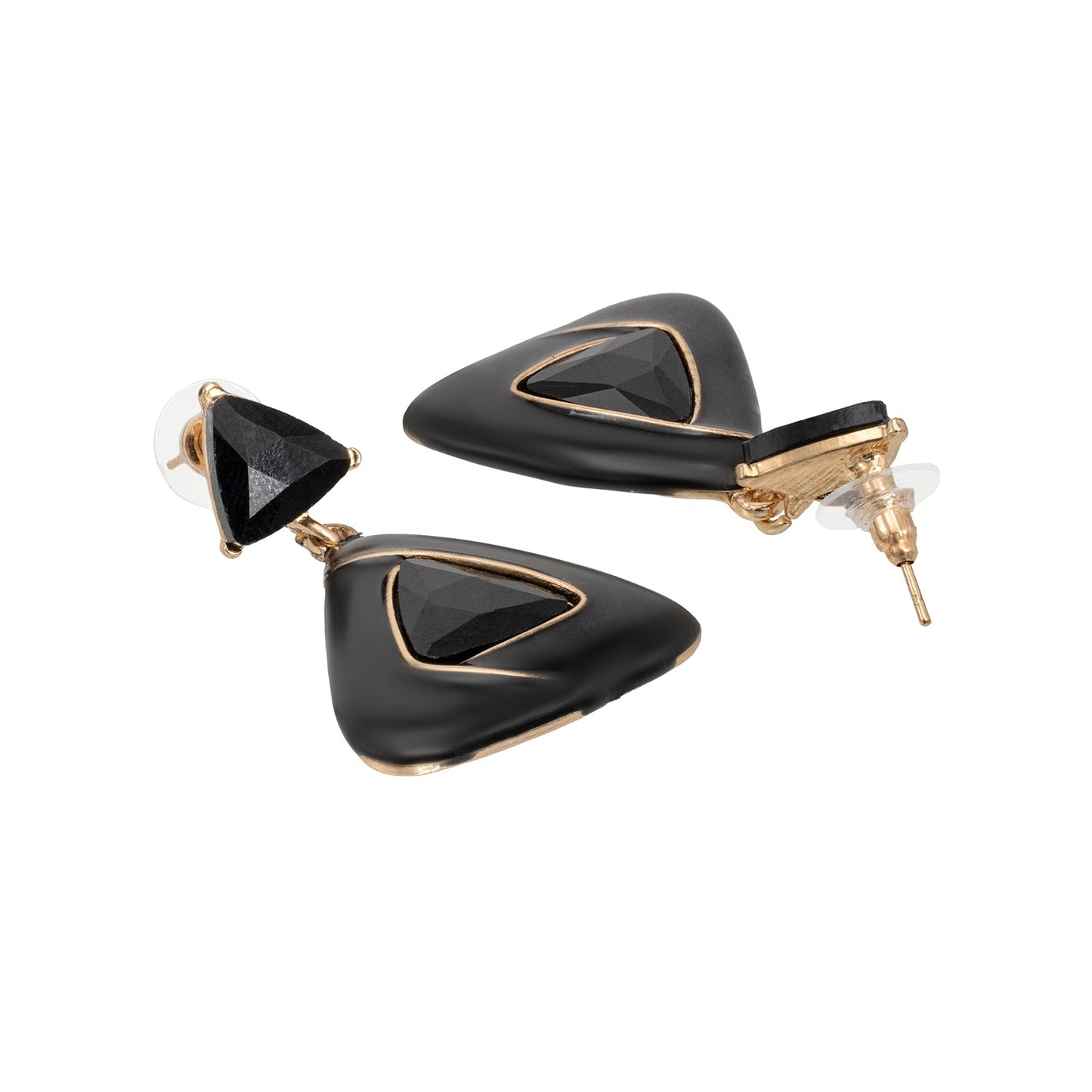 Shining Jewel Western Style Gold Plated Enamel, CZ, Crystal Studded Drop Earring For Women - (SJE_96_D6_BK)