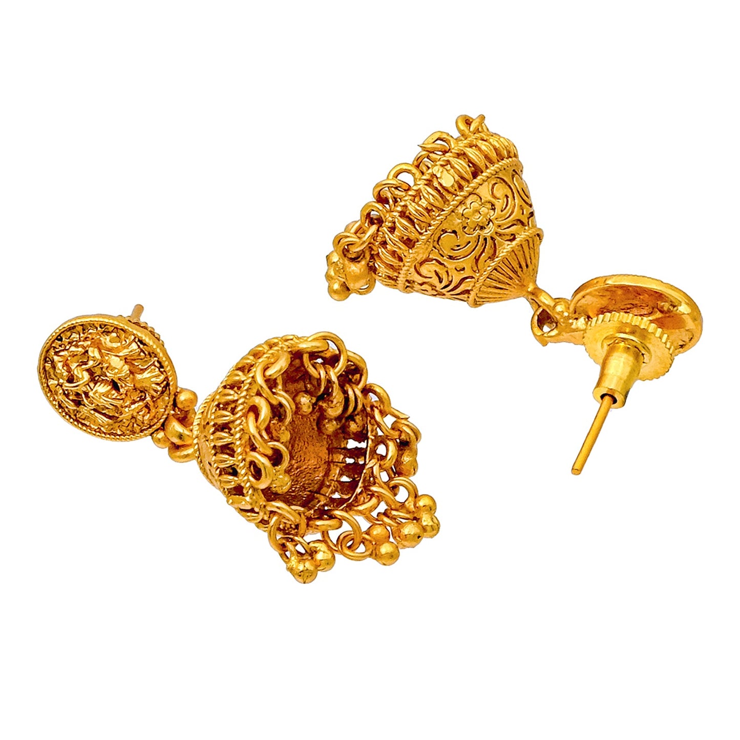 Traditional Indian Antique Gold Plated IntricateTemple Jewellery Dori Bridal Wedding Necklace Set For Women - (SJN_266)