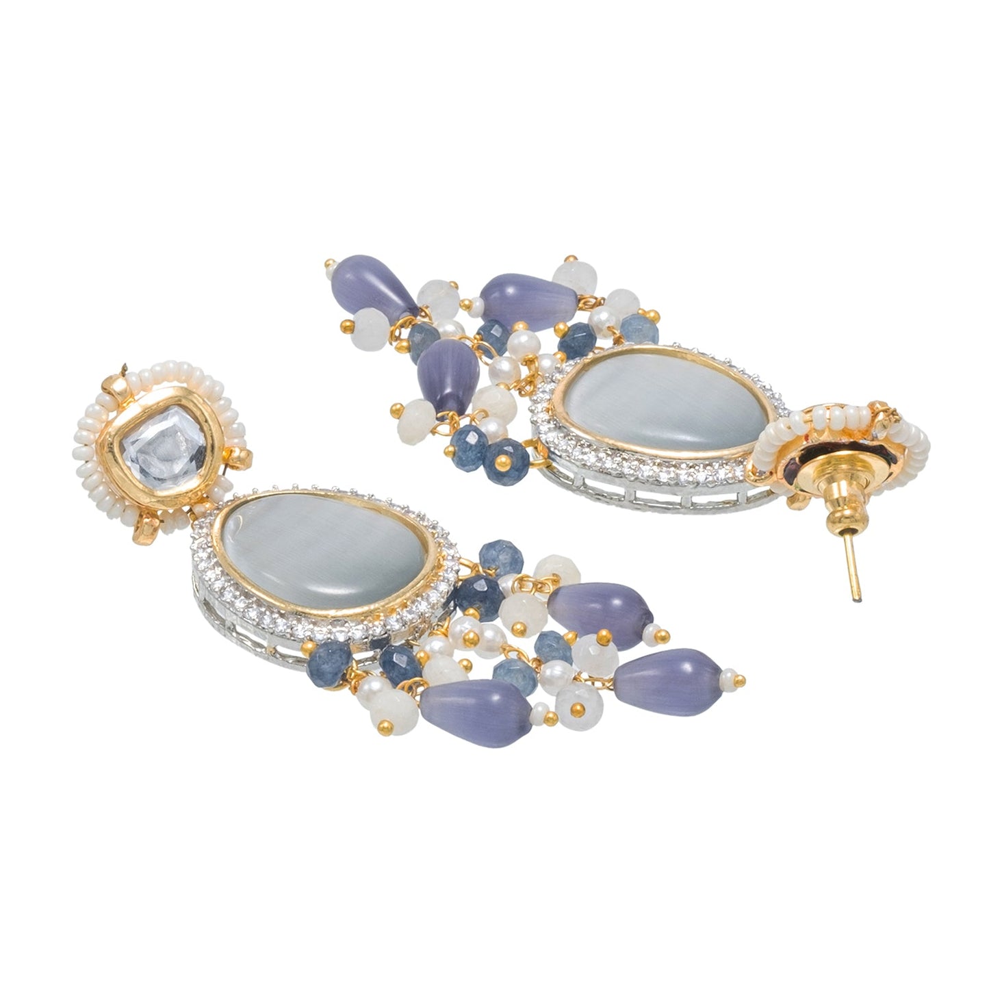 Shining Jewel Gold Plated Bridal Wedding Multicolored Kundan, CZ Pearl Beaded Choker Necklace with Drop Dangler Maching Earrings Jewellery Jewelry Set For Women (SJN_301.D1)