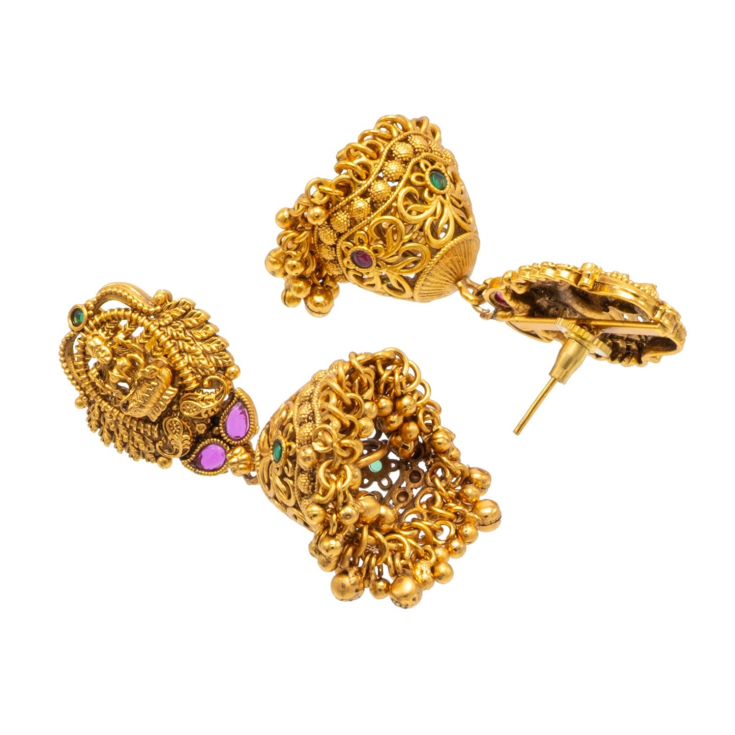 Shining Jewel - by Shivansh Antique Matte Gold Plated Temple Jewellery Inspired Wedding Bridal Lakshmi Pendant Choker Necklace Jewellery Set for Women (SJN_306_L2)