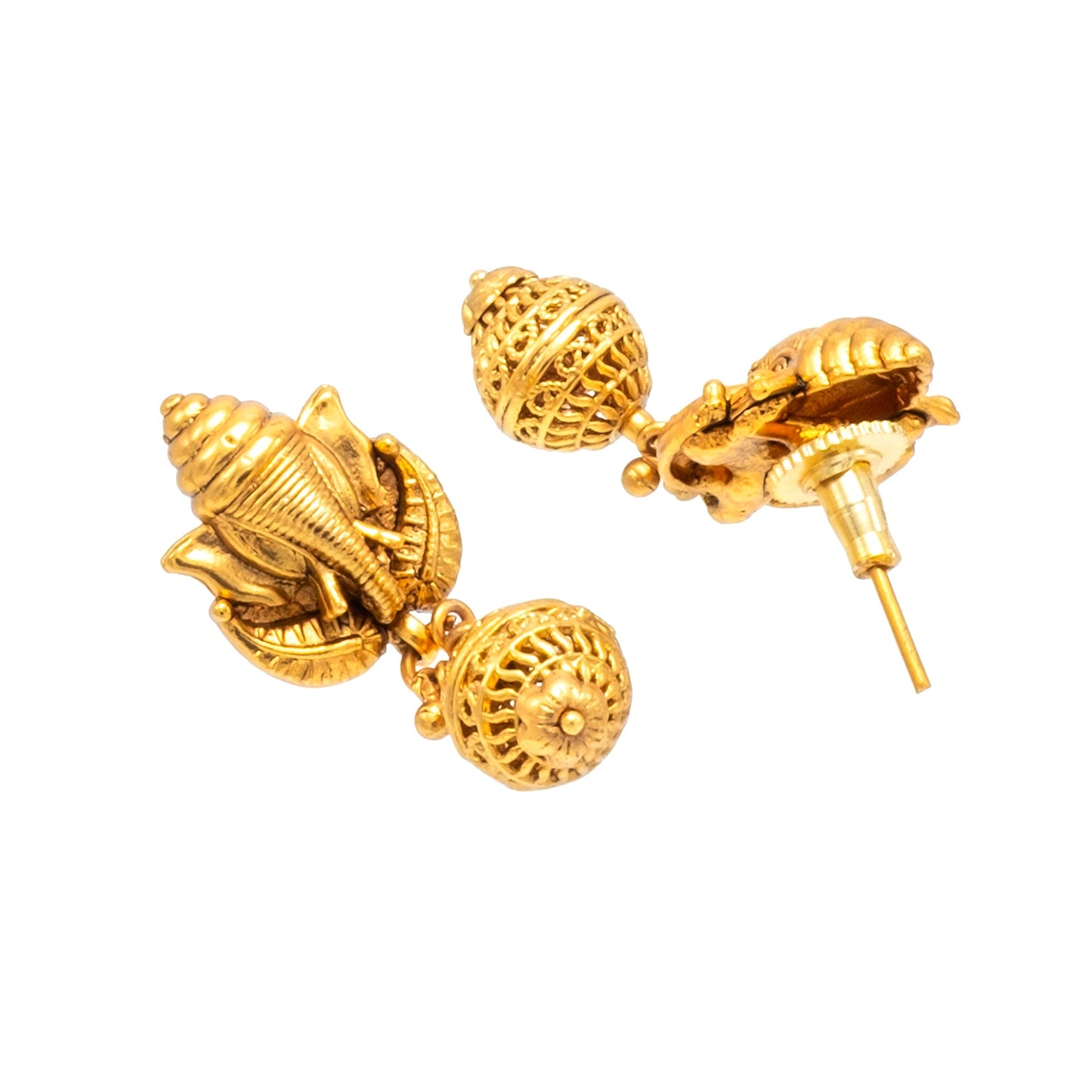 Shining Jewel - by Shivansh Antique Matte Gold Plated Temple Jewellery Inspired Wedding Bridal Ganapati Pendant Necklace Jewellery Set for Women (SJN_307_G2)