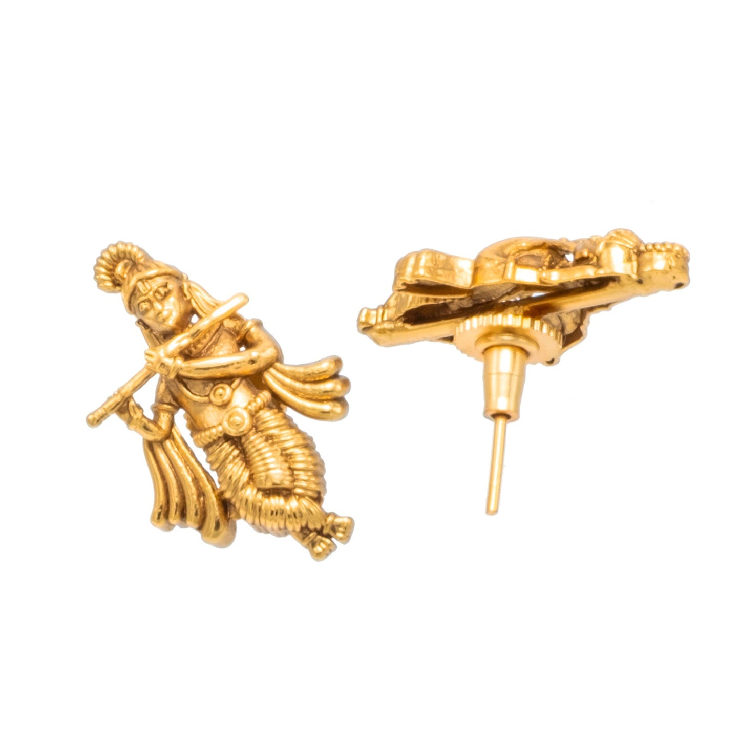 Shining Jewel - by Shivansh Antique Matte Gold Plated Temple Jewellery Inspired Wedding Bridal Shree Krishna Pendant Necklace Jewellery Set for Women (SJN_307_K1)