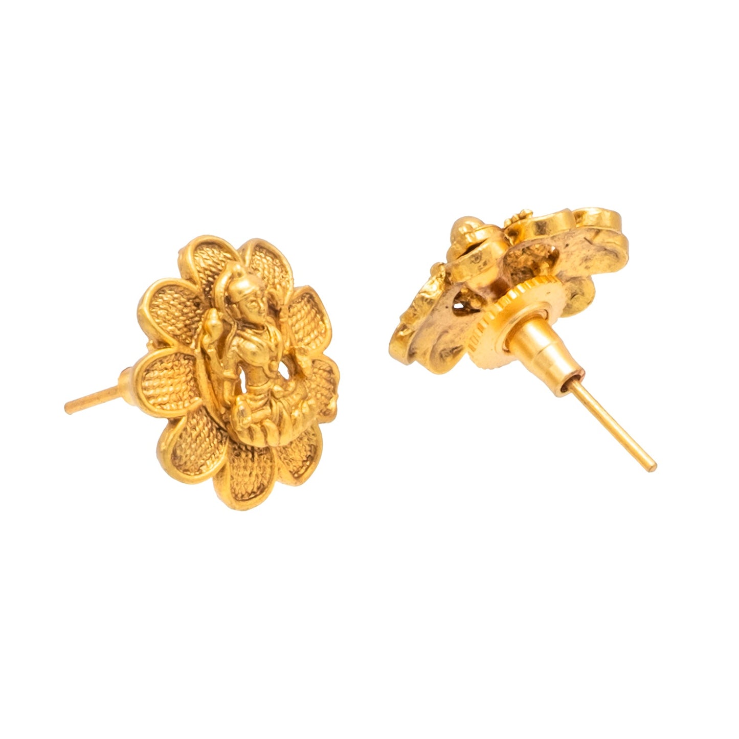 Shining Jewel - by Shivansh Antique Matte Gold Plated Temple Jewellery Inspired Wedding Bridal Laxmi Pendant Necklace Jewellery Set for Women (SJN_307_L1)