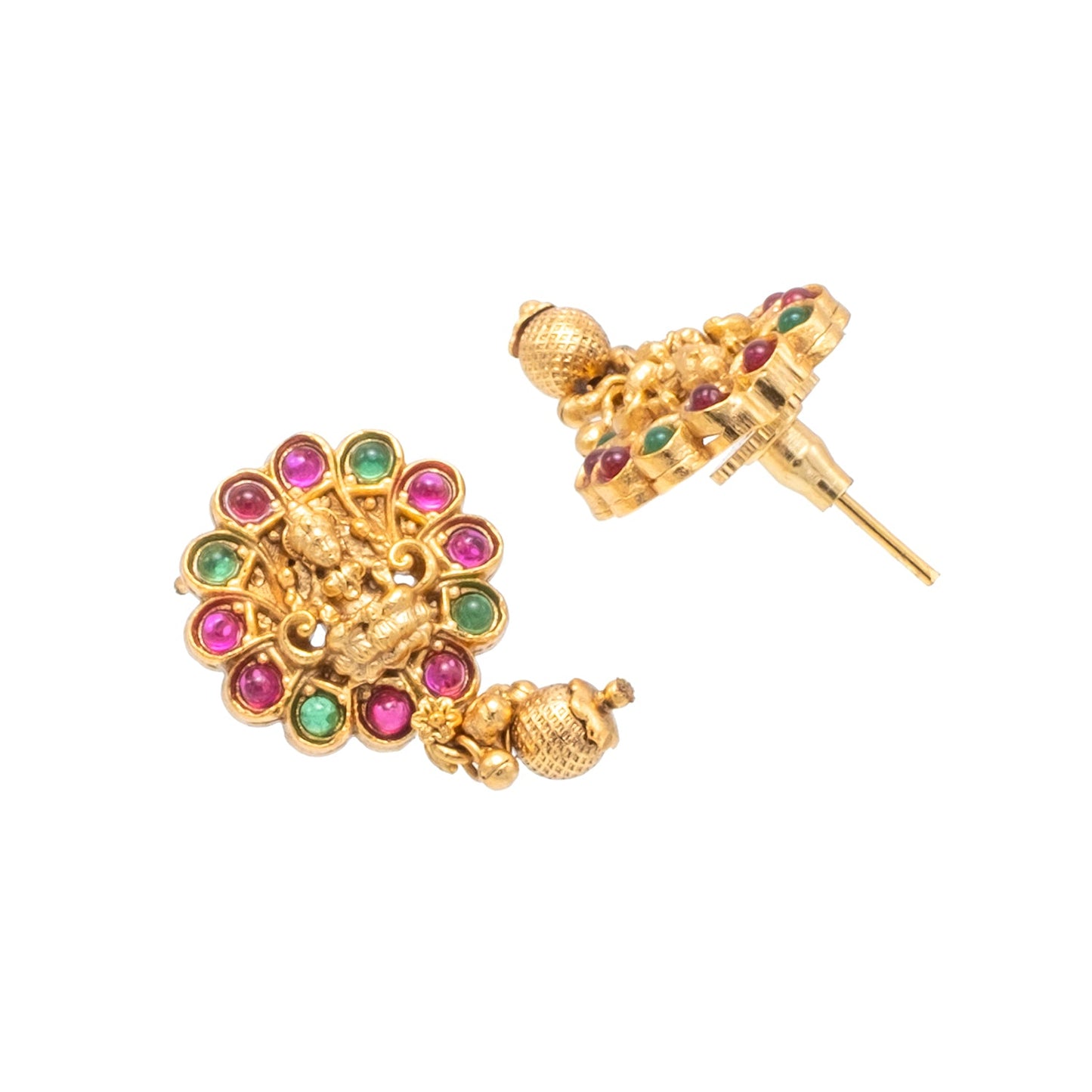 Shining Jewel - by Shivansh Antique Matte Gold Plated Temple Jewellery Inspired Wedding Bridal Laxmi Pendant Necklace Jewellery Set for Women (SJN_307_L2)