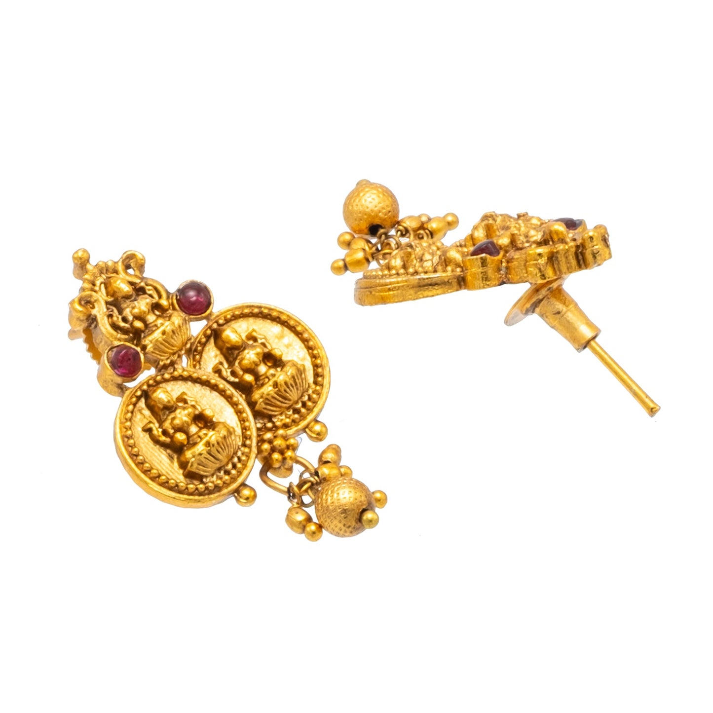 Shining Jewel - by Shivansh Antique Matte Gold Plated Temple Jewellery Inspired Wedding Laxmi Coin Design Necklace Jewellery Set for Women (SJN_312)