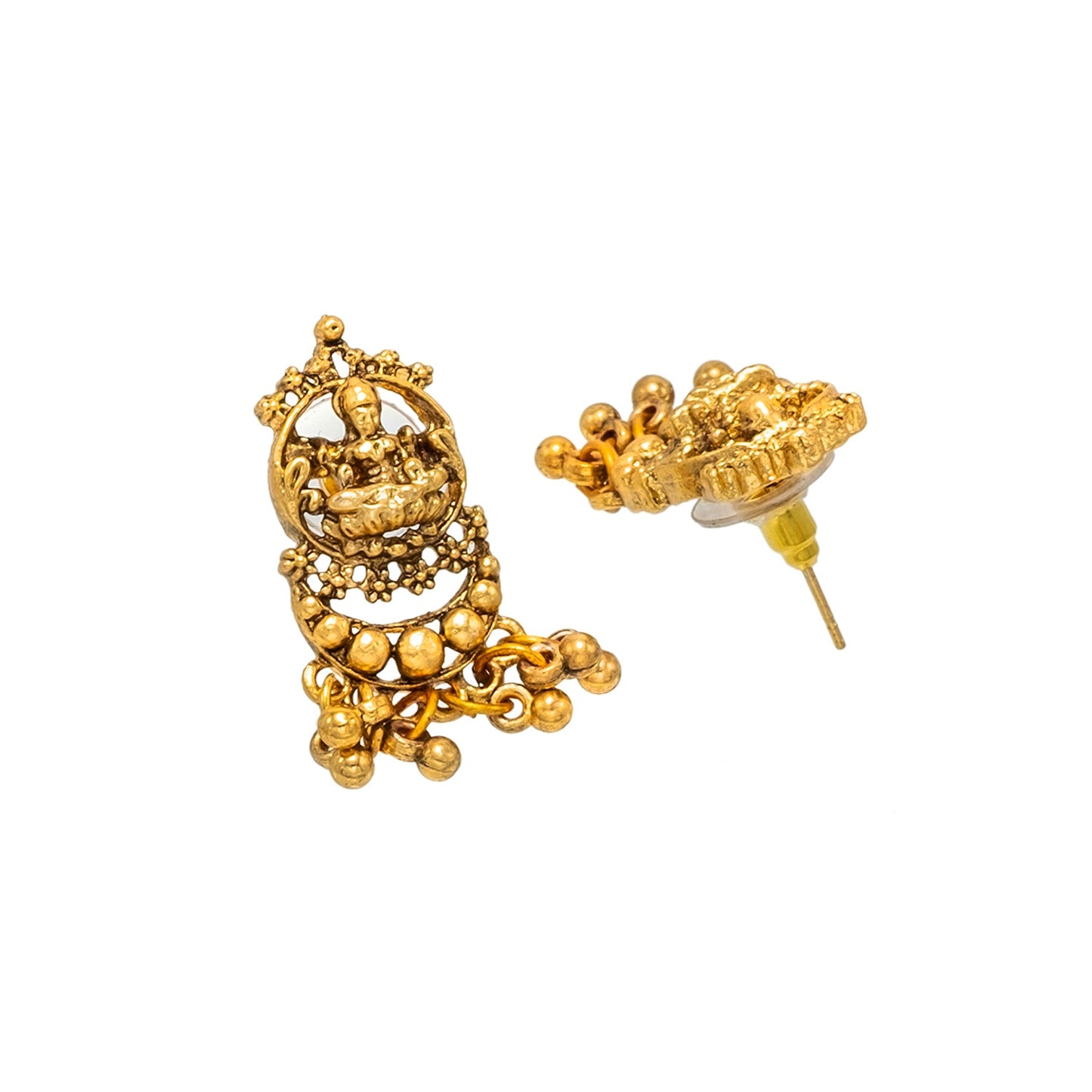 Shining Jewel Antique Matte Gold Plated Temple Laxmi Coin Jewellery Set with Pearl Drop Cluster for Women SJN_330