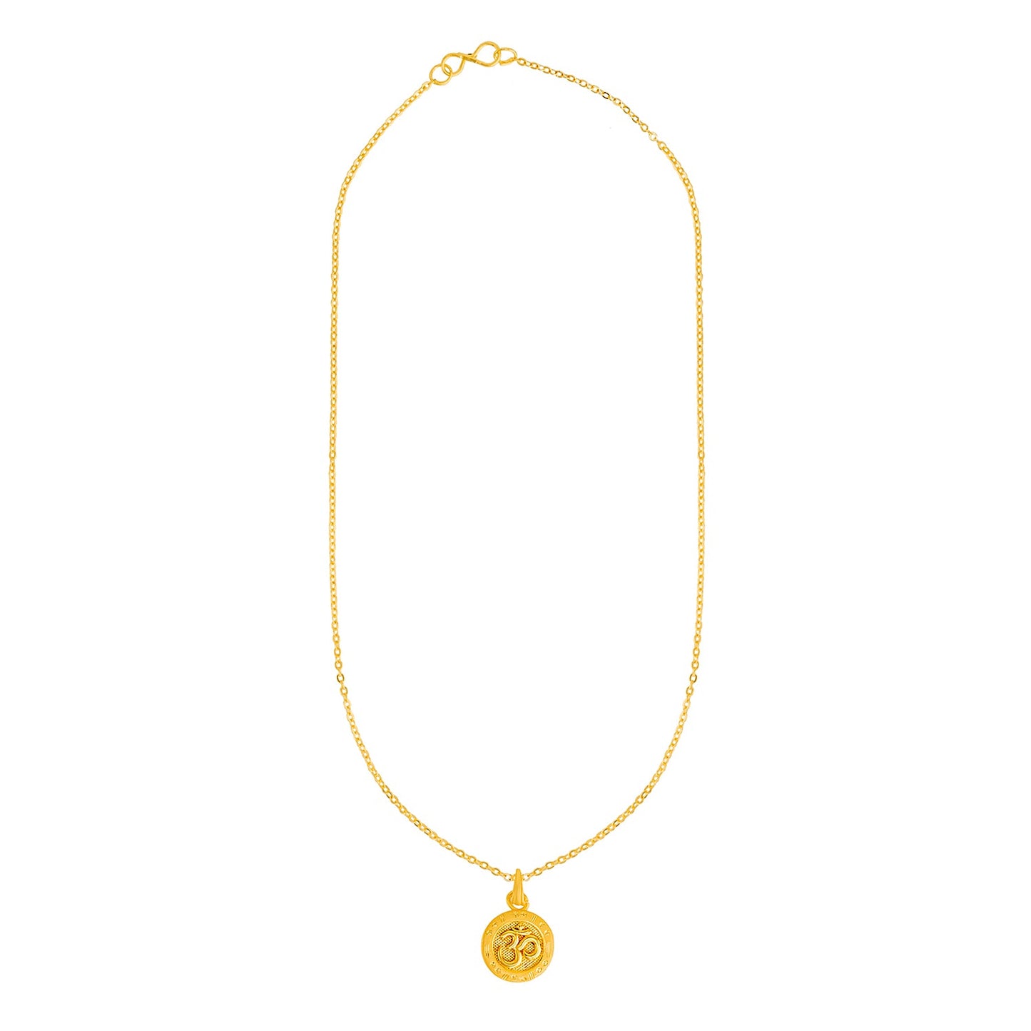 Shining Jewel by Shivansh Gold Plated Round Om Coin Pendant Chain Necklace for Women & Girls SJN_338_O1