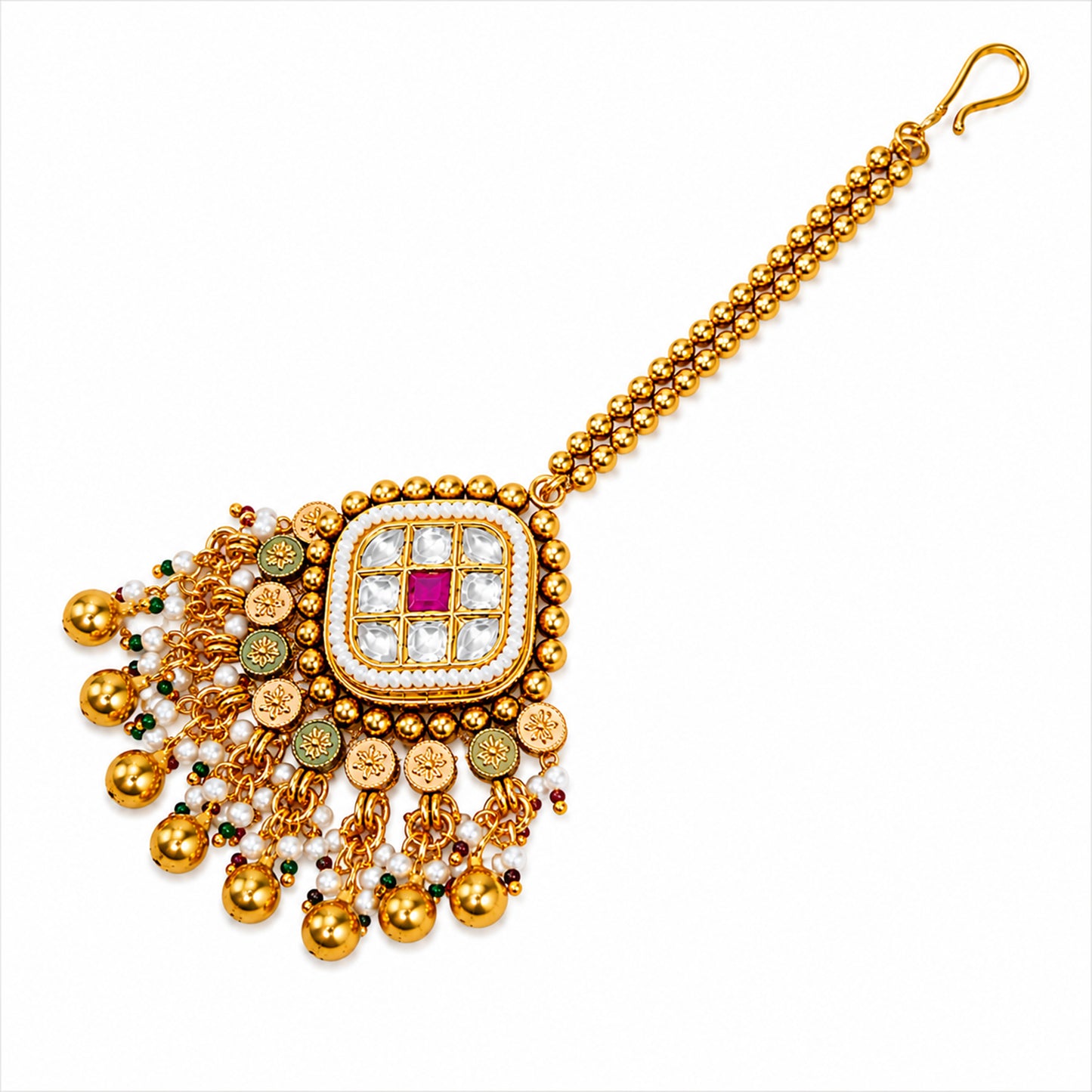 Traditional Indian Gold Plated Kundan,CZ, Studded Choker Wedding, Bridal Dori Necklace with Matching Earring Jewelry Set For Women - SJN_339