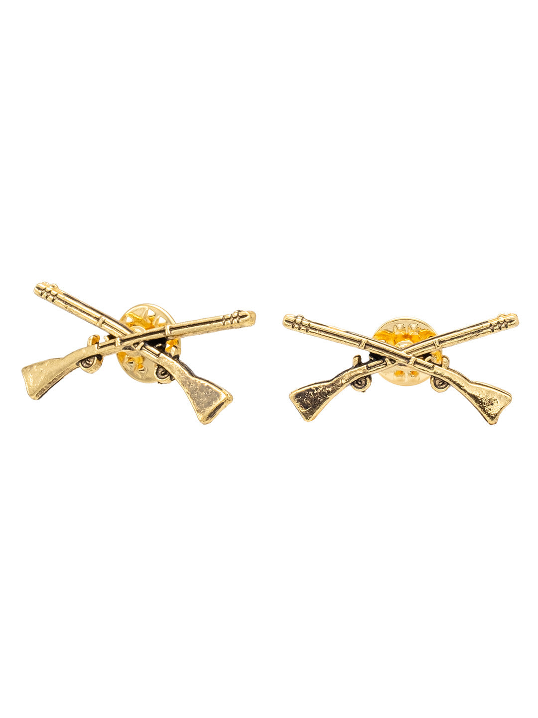 Antique Vintage Gold Plated Blazer, Suit, Tuxedo, Sherwani Brooch/ Lapel Pin For Men - Hunting Rifle Gun Army Sepoy Design (SJ_9101_G)