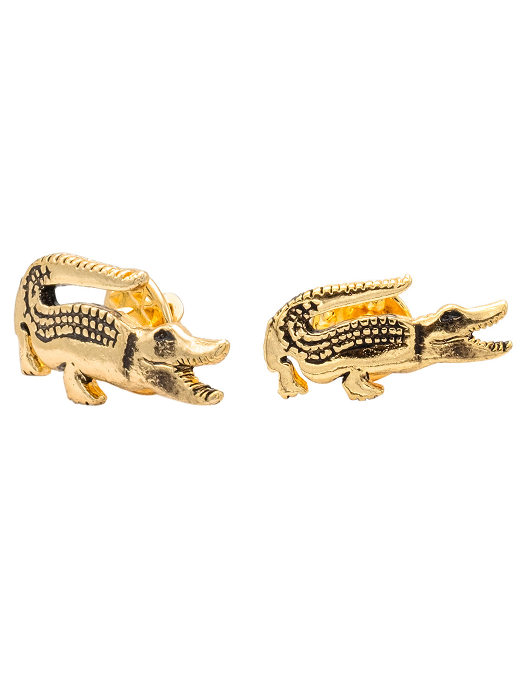 Gold Plated Elegant Brooch/ Lapel Pin For Men - Crocodile Elegator Design (SJ_9102_G)