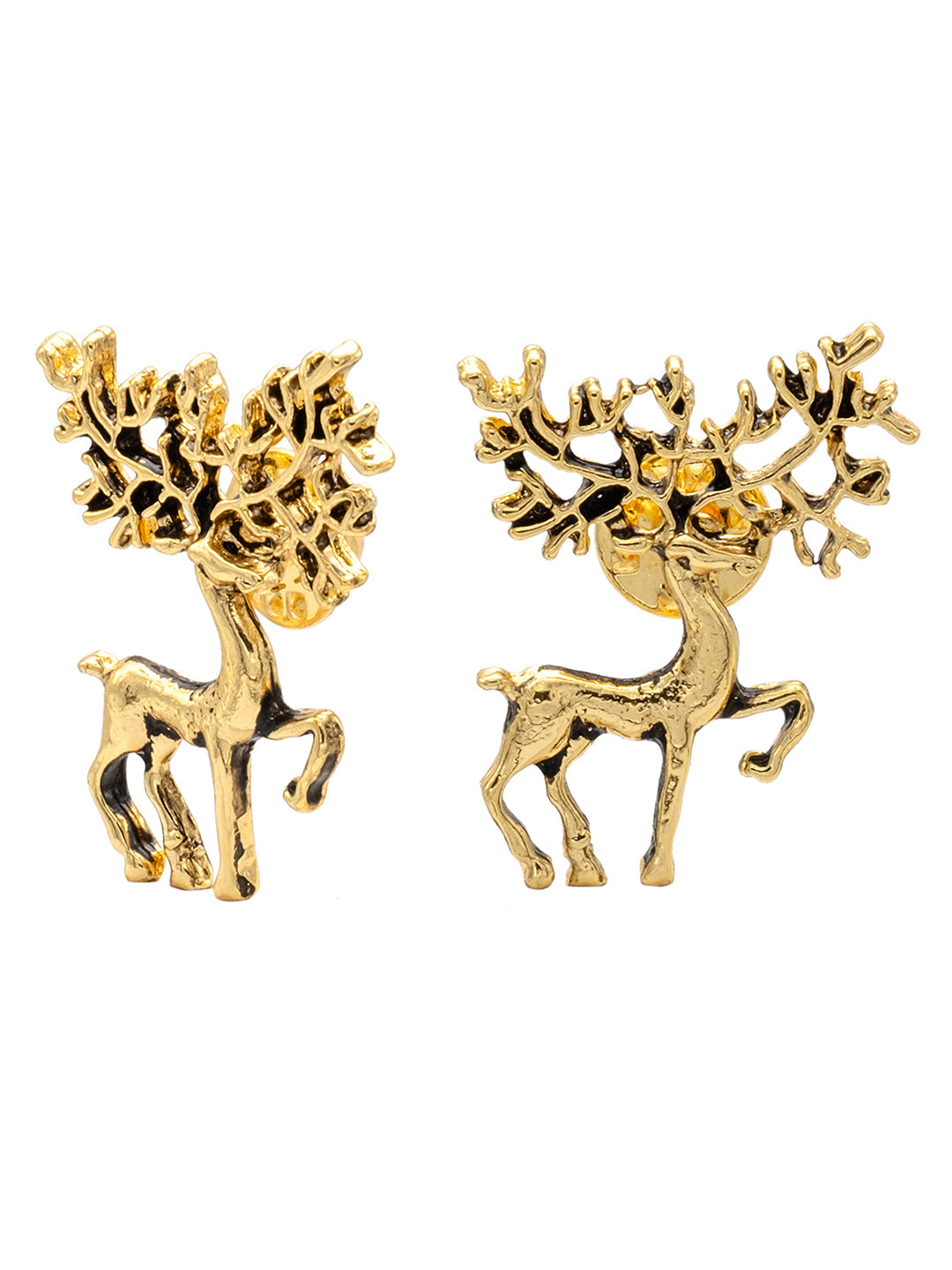 Antique Vintage Gold Plated Blazer, Suit, Tuxedo, Sherwani Brooch/ Lapel Pin For Men - Hunting Royal Deer Stag Design (SJ_9103_G)