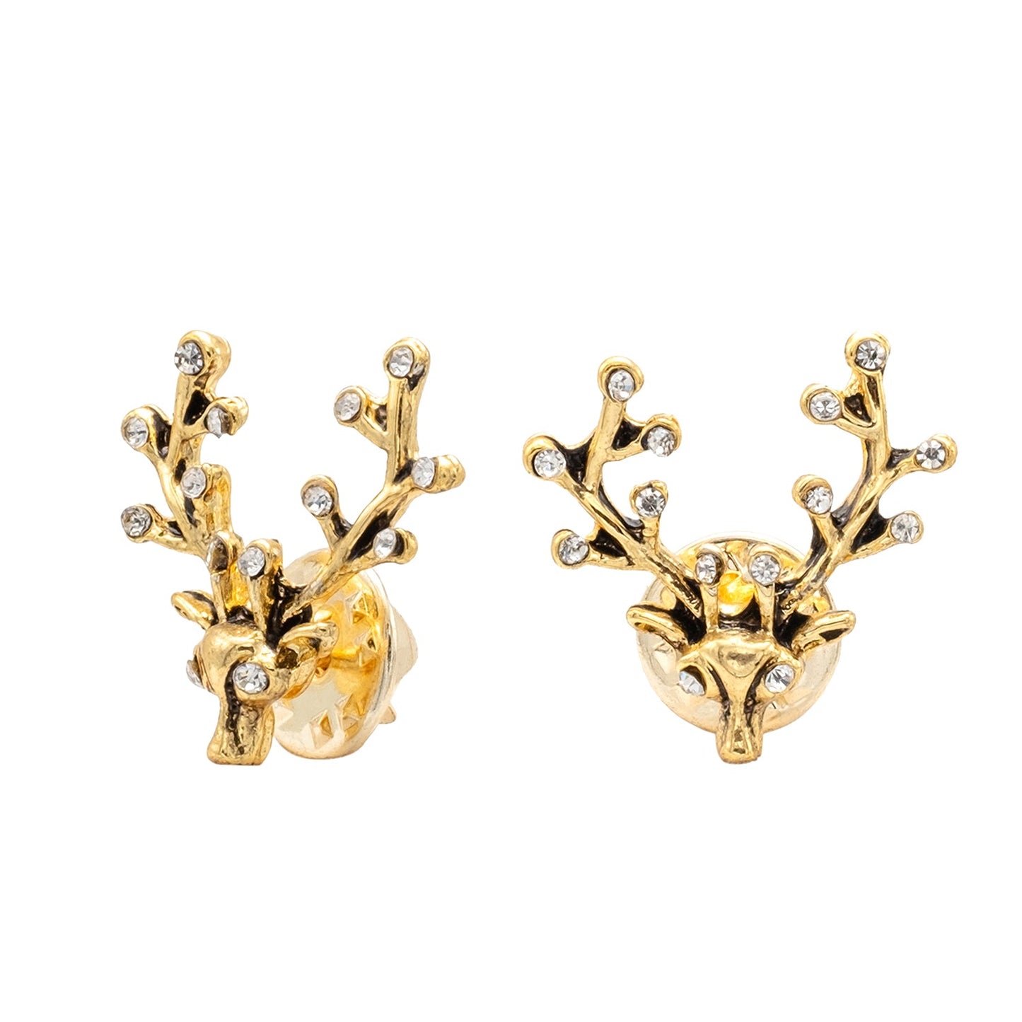 Antique Vintage Gold Plated Blazer, Suit, Tuxedo, Sherwani Brooch/ Lapel Pin For Men - Hunting Royal Deer Stag Design (SJ_9104_G)