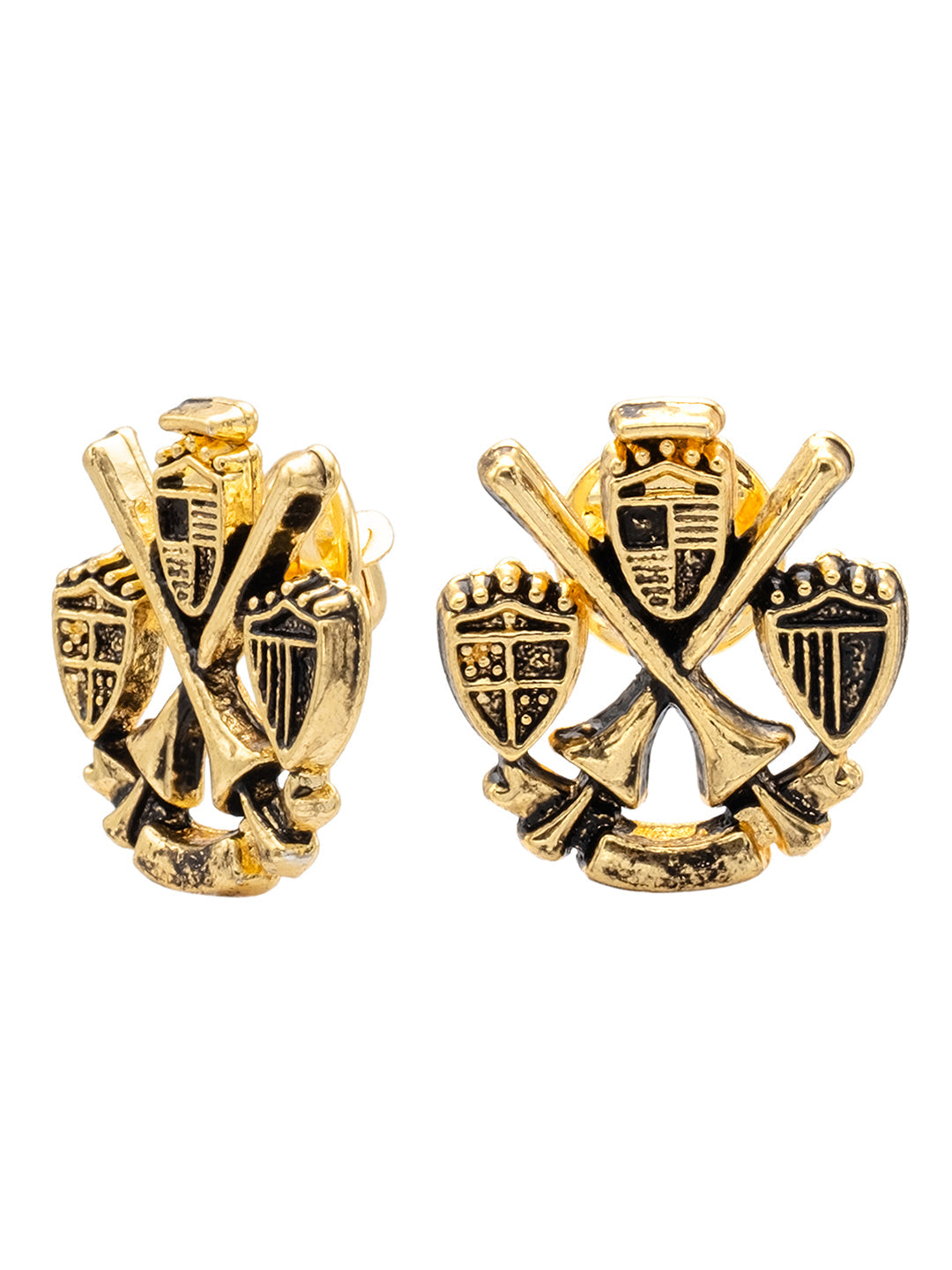 Gold Plated Elegant Sporty Brooch/Lapel Pin For Men - Baseball with Flag Design (SJ_9107_G)