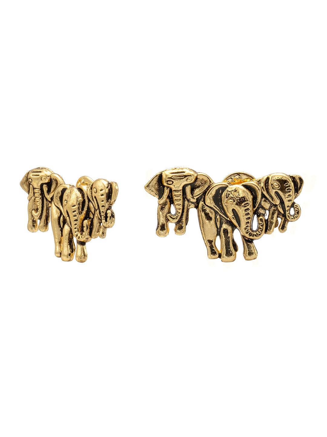Gold Plated Elegant Brooch/ Lapel Pin For Men - Elephant Family Combo Design (SJ_9108_G)