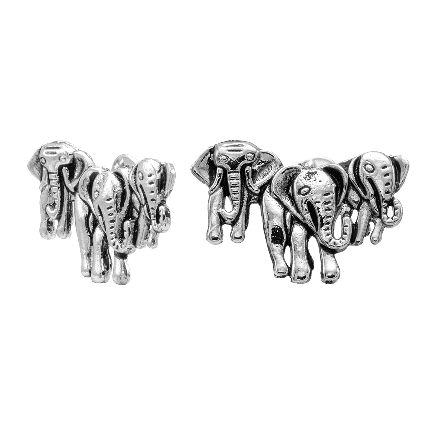Silver Plated Elegant Brooch/ Lapel Pin For Men - Elephant Family Combo Design (SJ_9108_S)