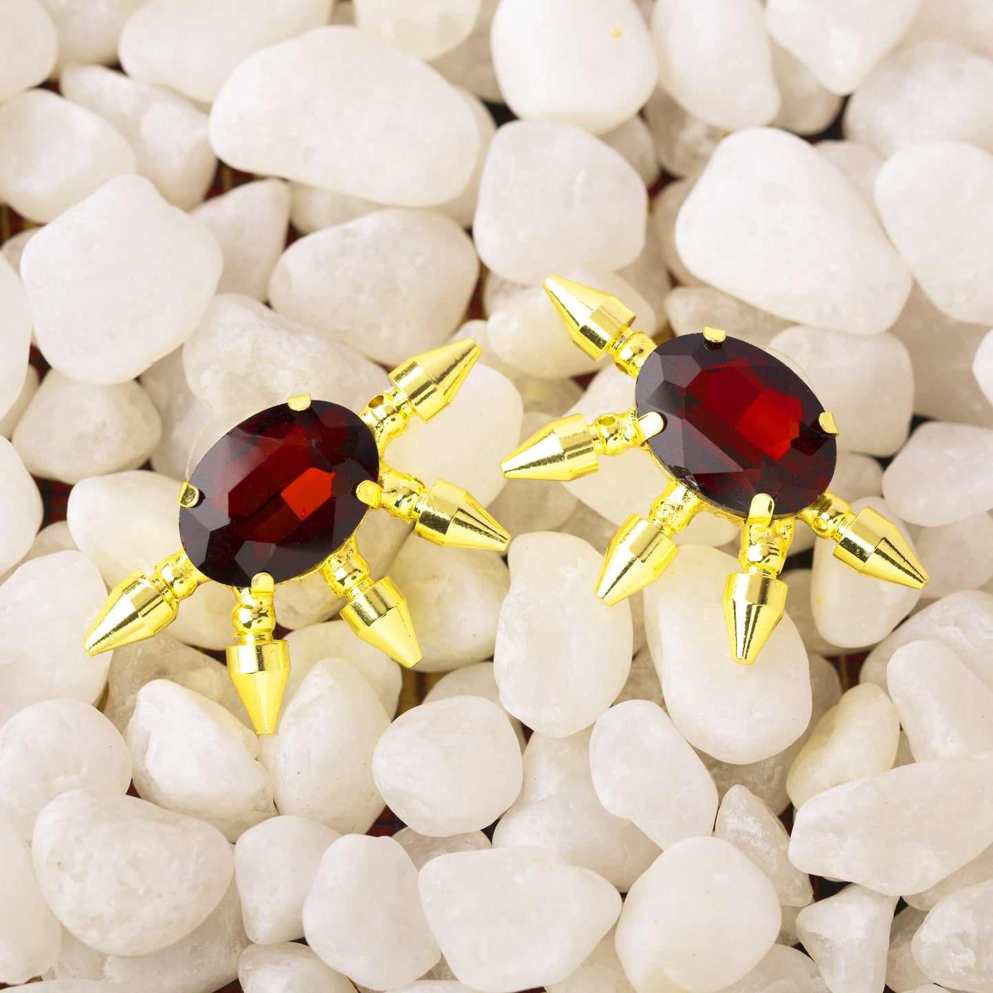 Gold Plated Fashionable Statement Stud Earrings (MD_01)