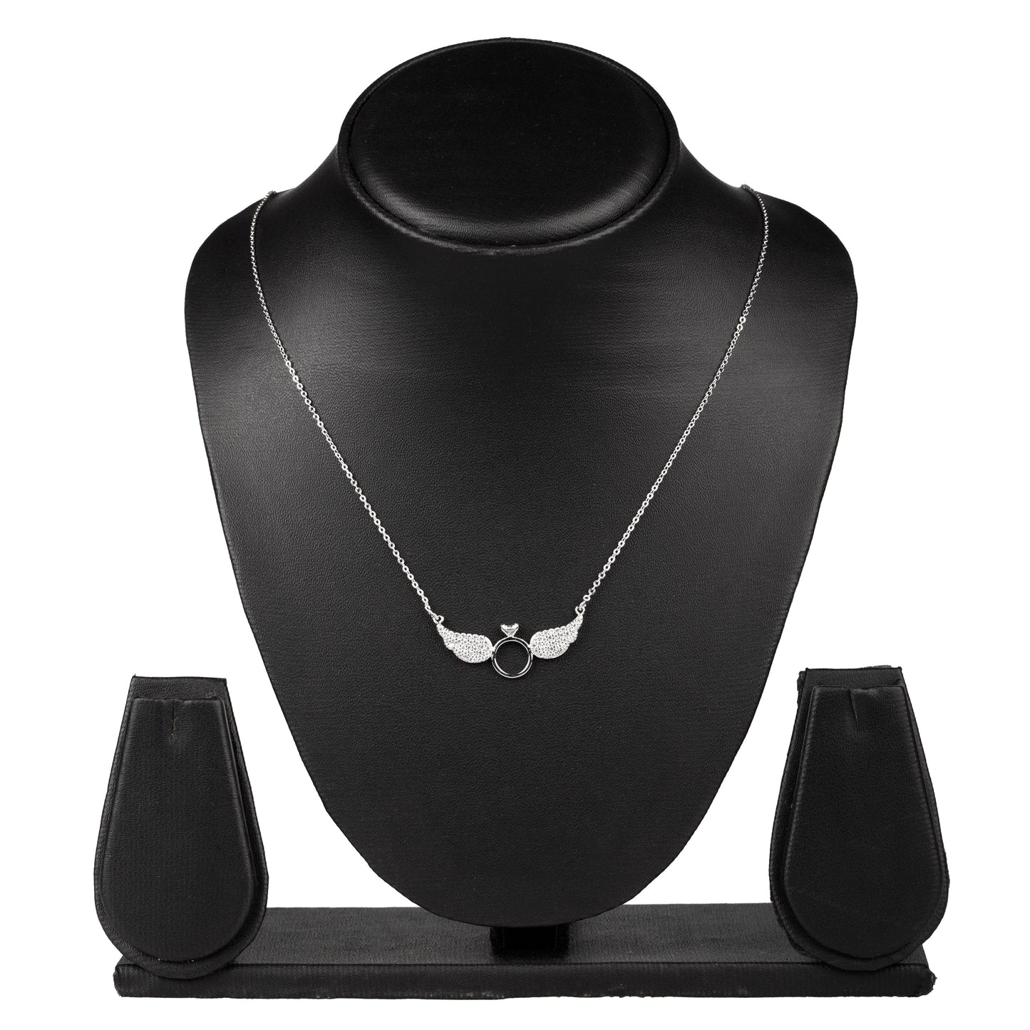 Sterling Silver Plated American Diamond Angel Wings Pendant For Girls, Teens & Women (MD_2009)