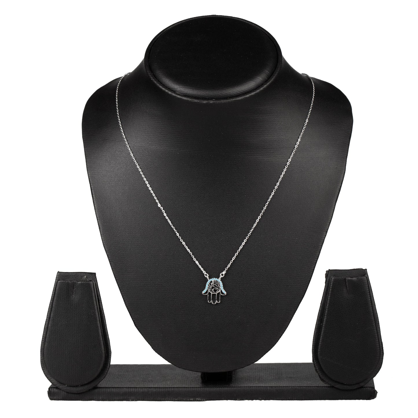 Sterling Silver Plated American Diamond Hand Of Hamsa, Hamza Pendant For Girls, Teens & Women (MD_2011)