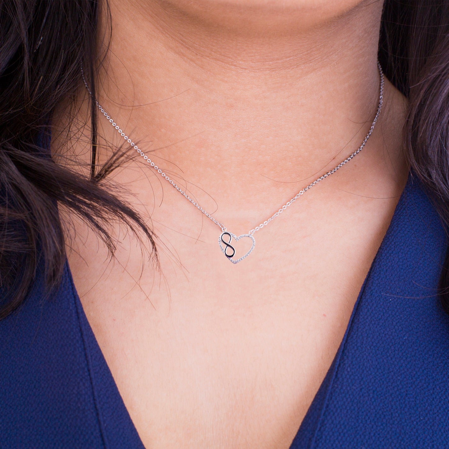 Sterling Silver Plated Valentine Romantic Heart and Infinity Pendant Necklace fir Girls, Teens & Women (MD_2032)