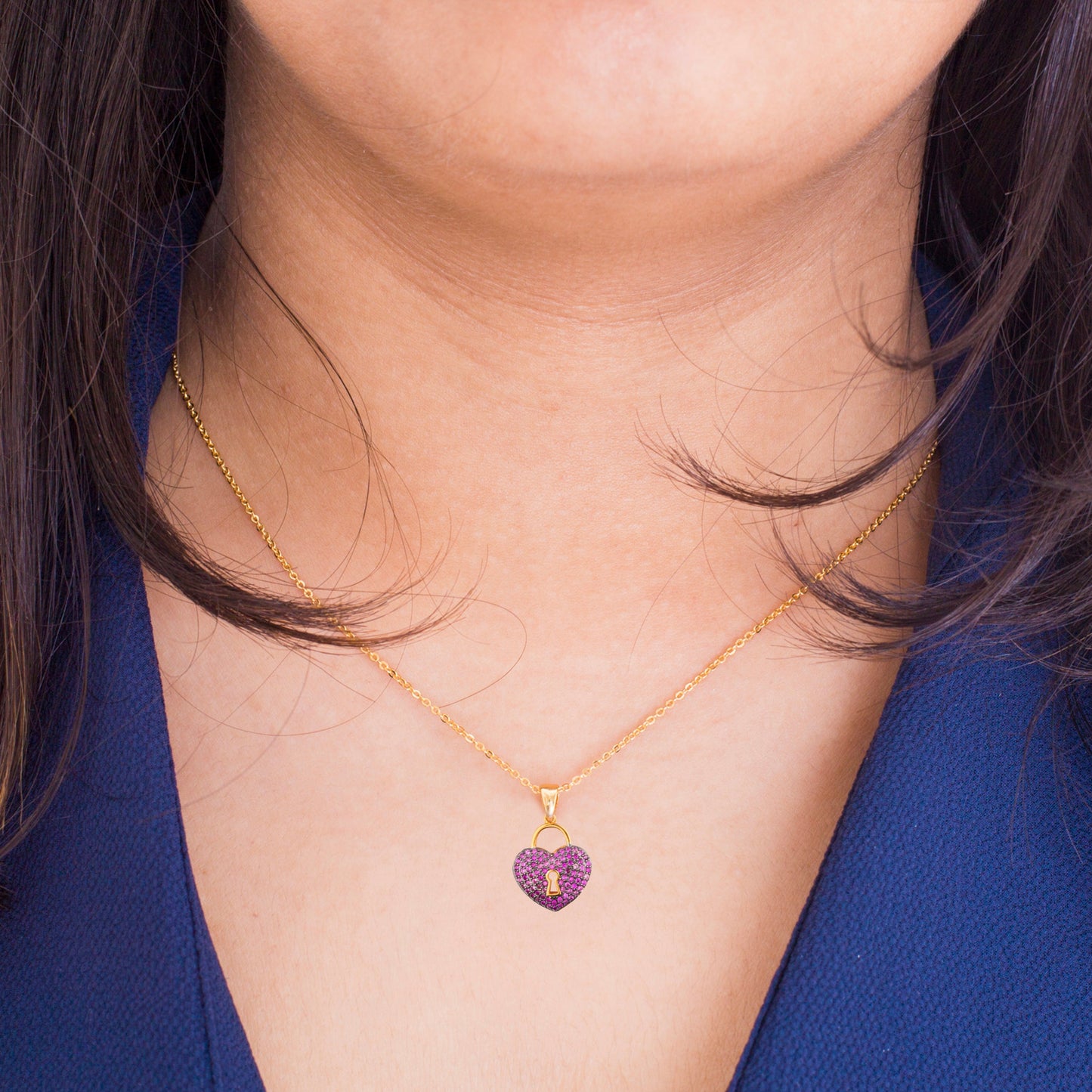 22K Gold Plated Valentine Romantic Heart Pendant Necklace for Girls, Teens & Women (MD_2042)