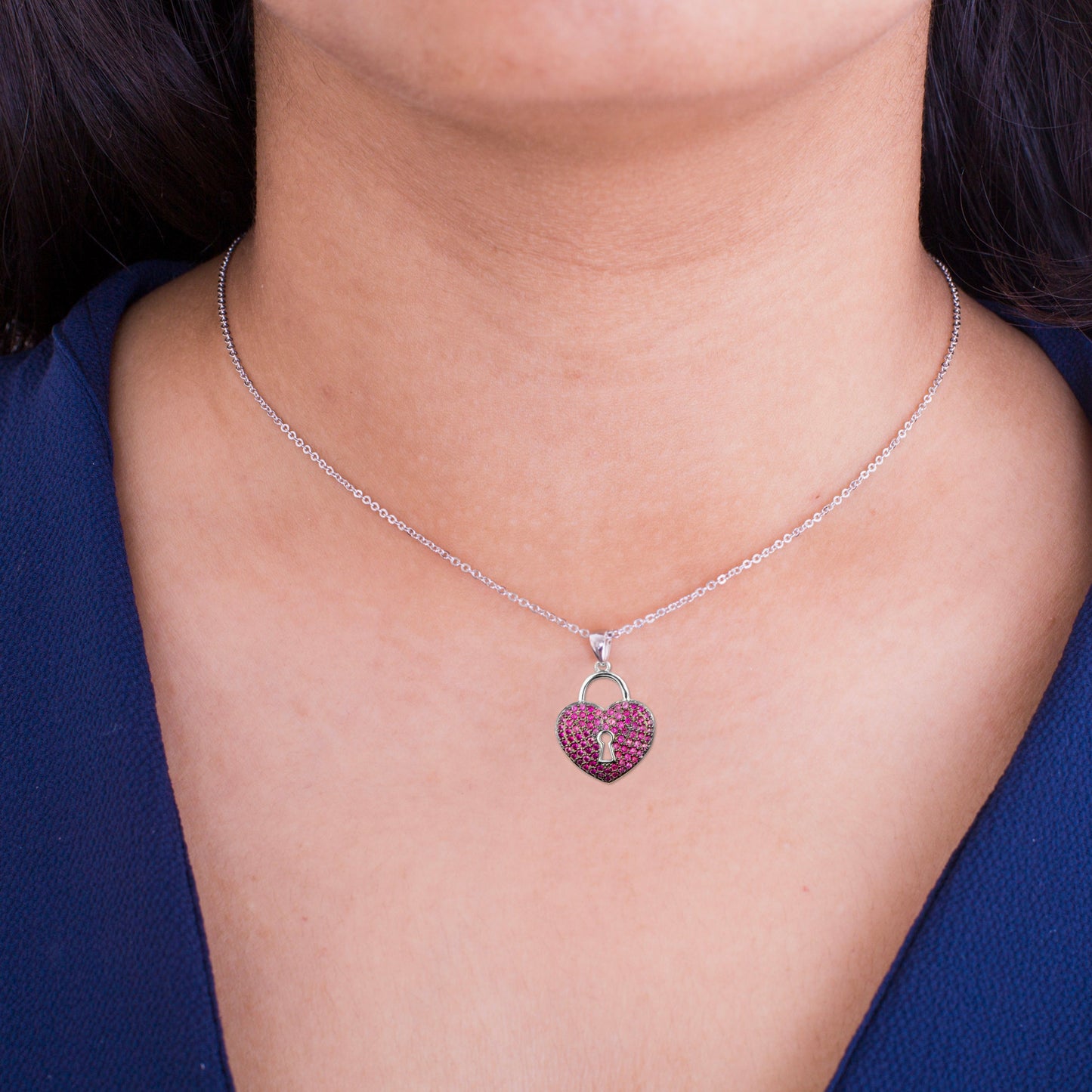 Silver Plated Valentine Romantic Heart Pendant Necklace for Girls, Teens & Women (MD_2043)