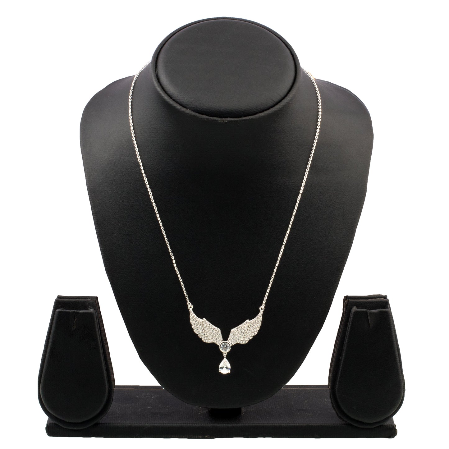 Sterling Silver Plated CZ Studded Valentine Romantic Angel Wings Pendant for Girls, Teens & Women (MD_2050)