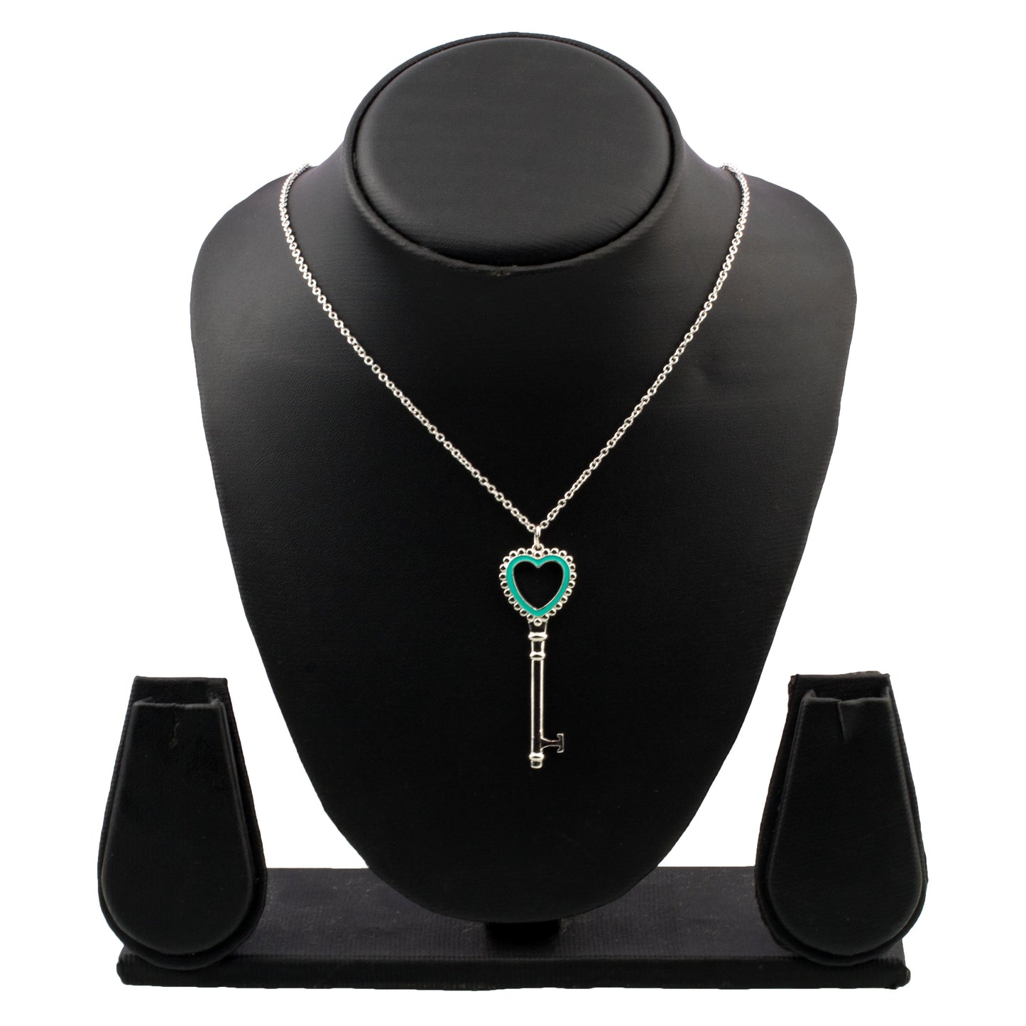 Sterling Silver Plated CZ Studded Valentine Heart and Key Pendant For Girls, Teens & Women (MD_2067)