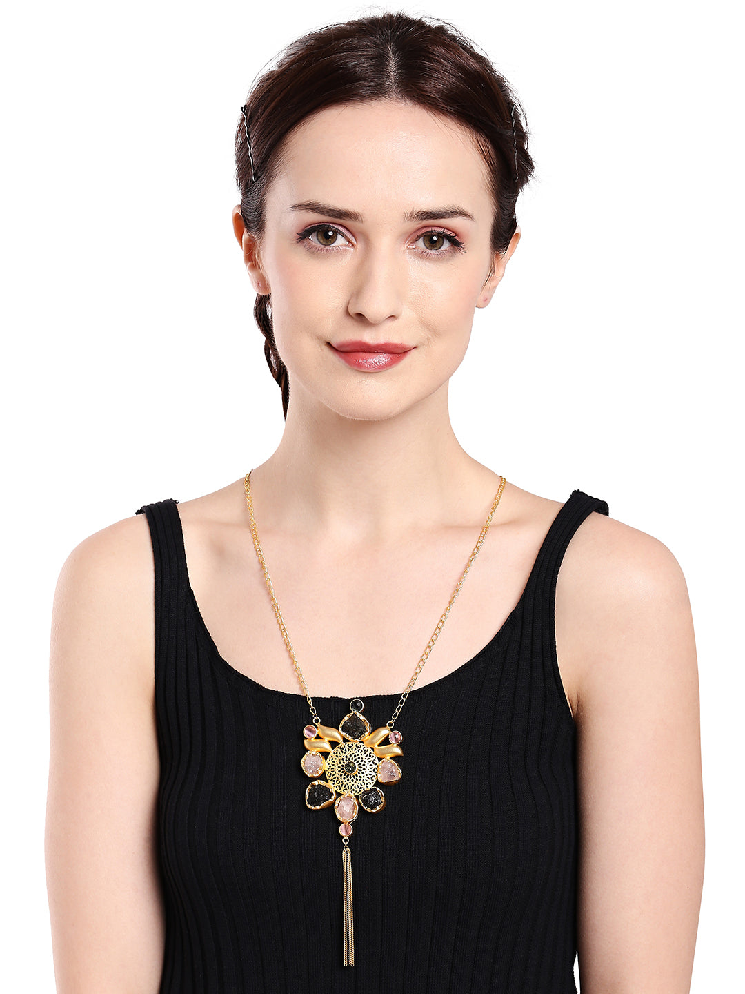 Semi Precious Gemstone Fancy Latest & Designer Pendant Tassel Necklace Chain for Women MD_2078