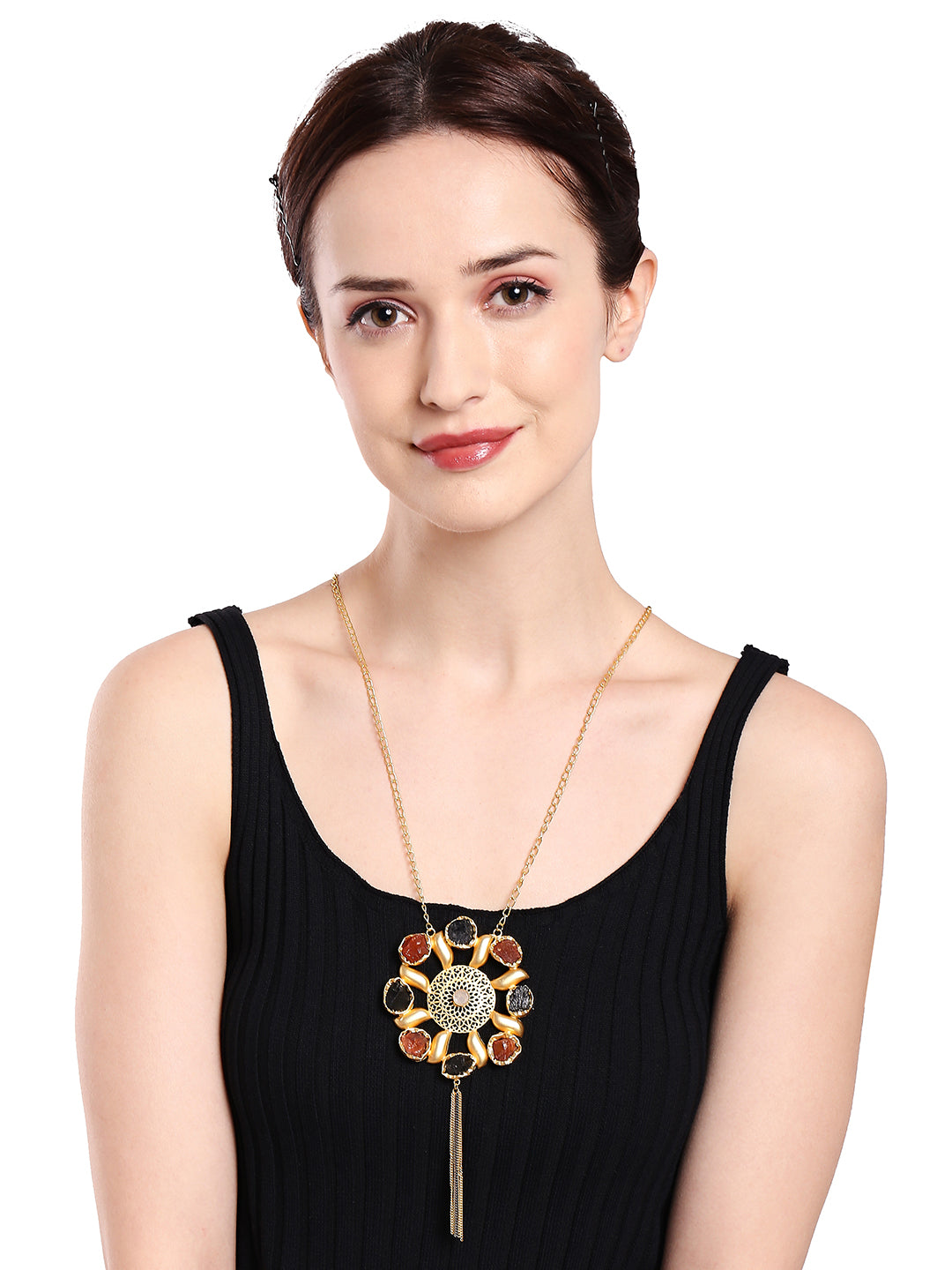 Semi Precious Gemstone Fancy Latest & Designer Pendant Tassel Necklace Chain for Women MD_2079