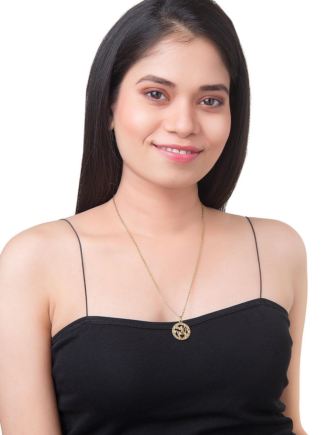 Gold Plated Delicate Stylish and Latest Zodiac Sun Sign Rashi Pendants Necklace for Women & Girls - SAGITARAUS