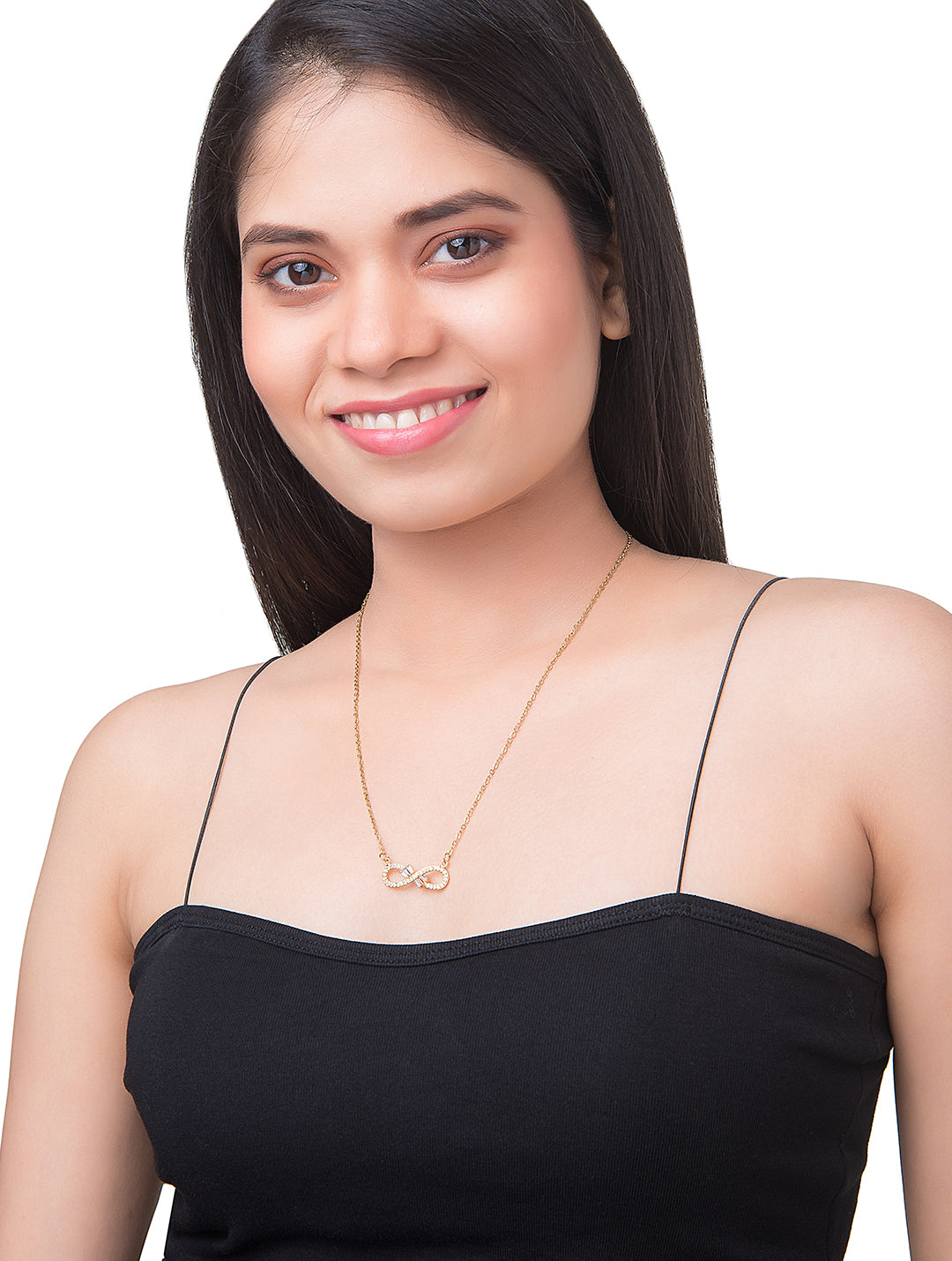Gold Plated Stylish Designer and Delicate Infinity Necklace Pendant For Girls, Teens & Women (MD_2099)
