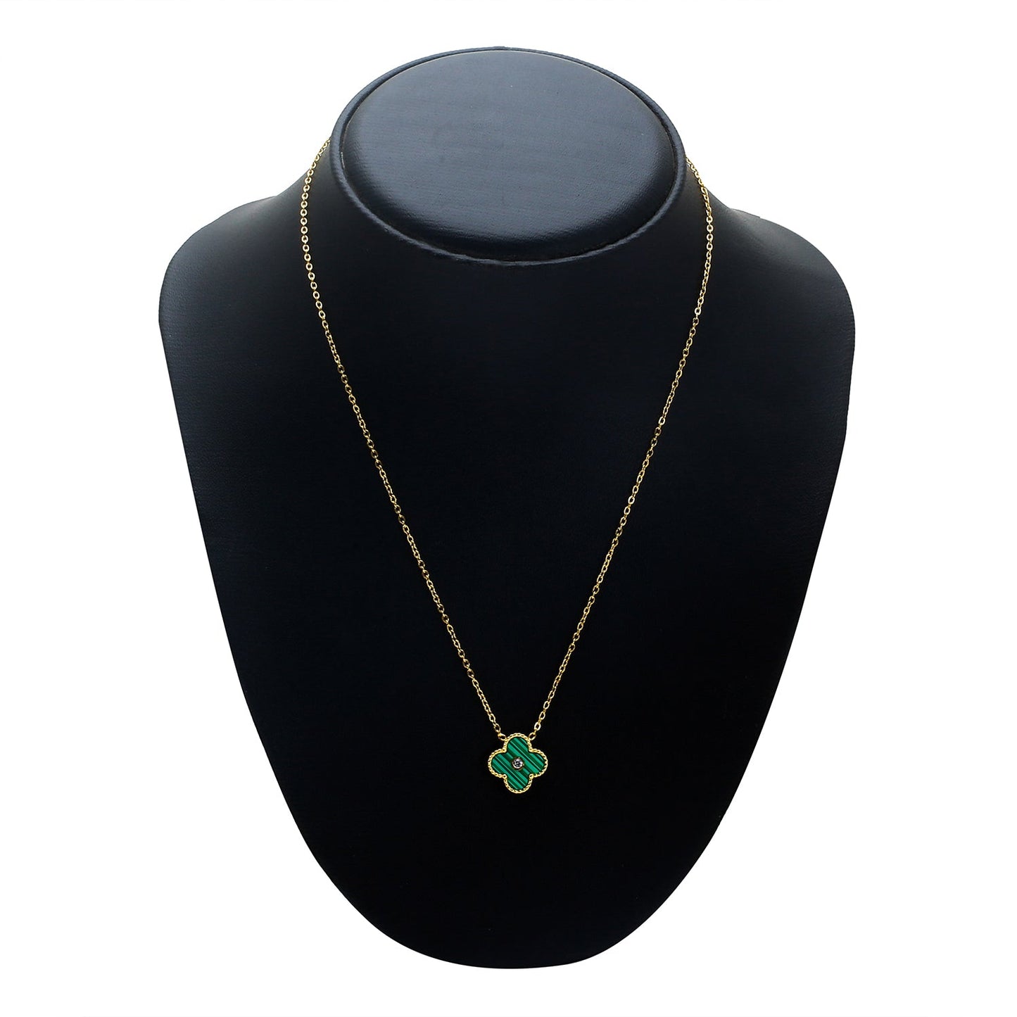 Moon Dust Gold Plated American Diamond Clover Pendant For Girls, Teens & Women (MD_2012_BK)