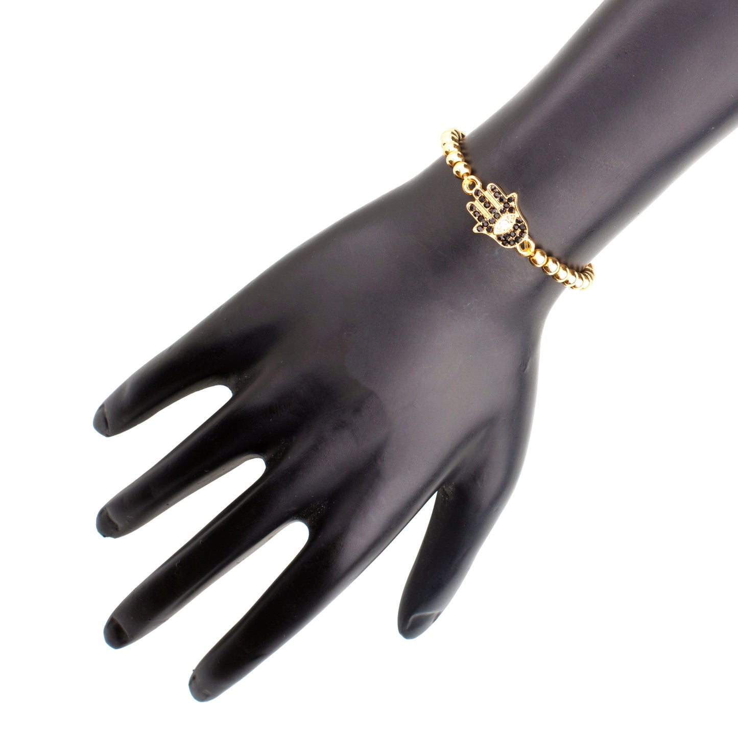22K Gold Plated American Diamond Hand Of Fathima, Hamsa, Hamza Charm Bracelet For Girls, Teens & Women (MD_3050)