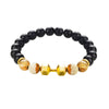 Lava Stone Natural Beads Bracelet For Men/Women/Boys/Girls with Dumbell Charm (MD_3115)