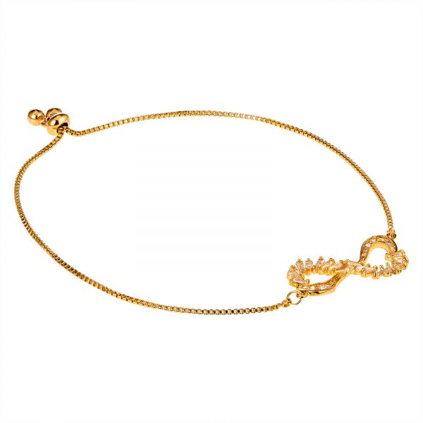 22K Gold Plated American Diamond Infinity Charm Strand Bracelet For Girls, Teens & Women (MD_3131)