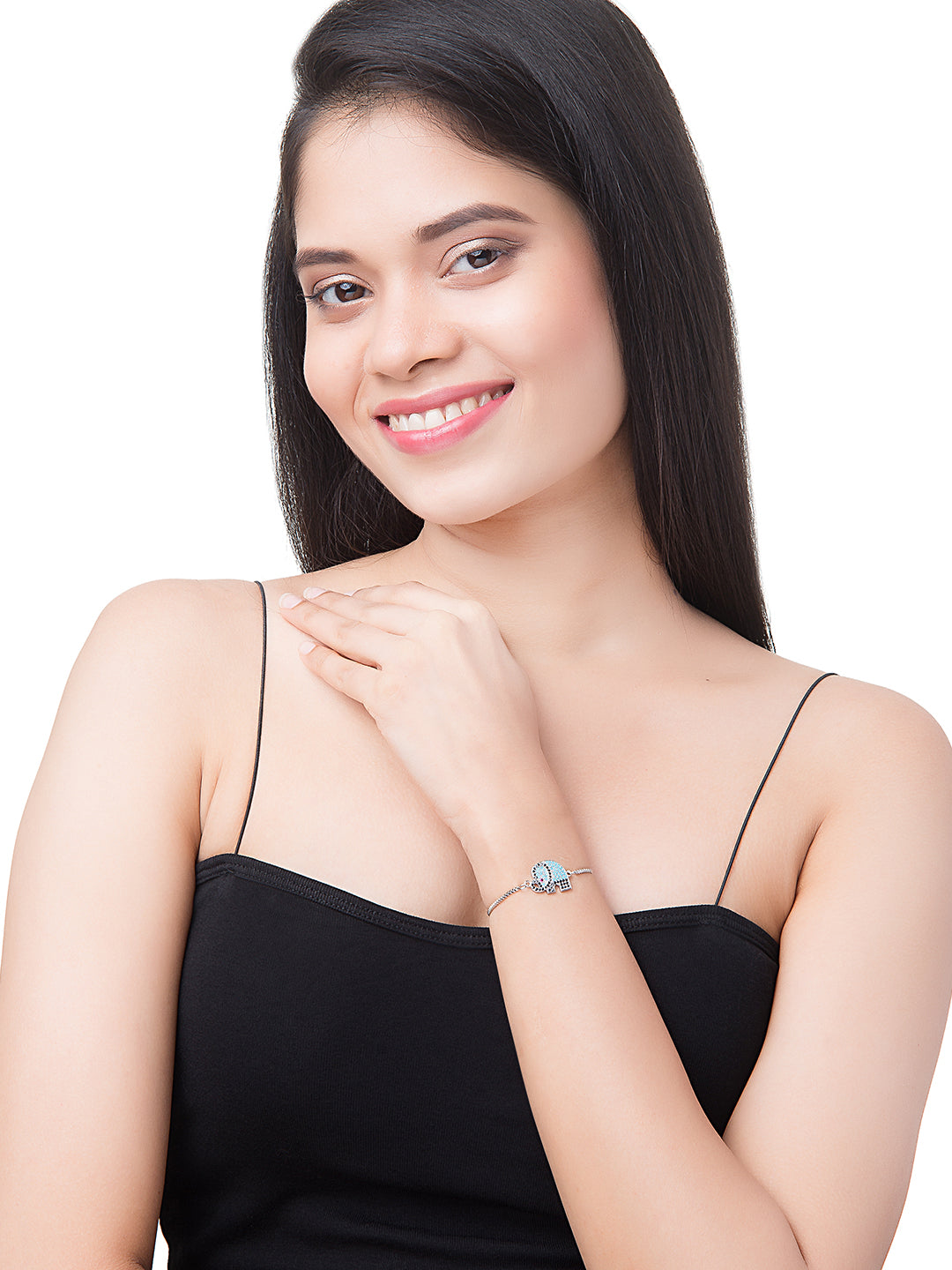 CZ Studded Gold Plated Stylish and Latest Designer Elephant Charm Bracelet for Girls & Women (MD_3243_S)