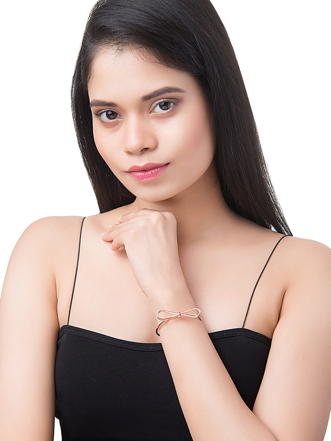 Gold Plated Latest Designer Contemporary Infinity Cuff Bangle Bracelet for Girls & Women (MD_3248_RG)