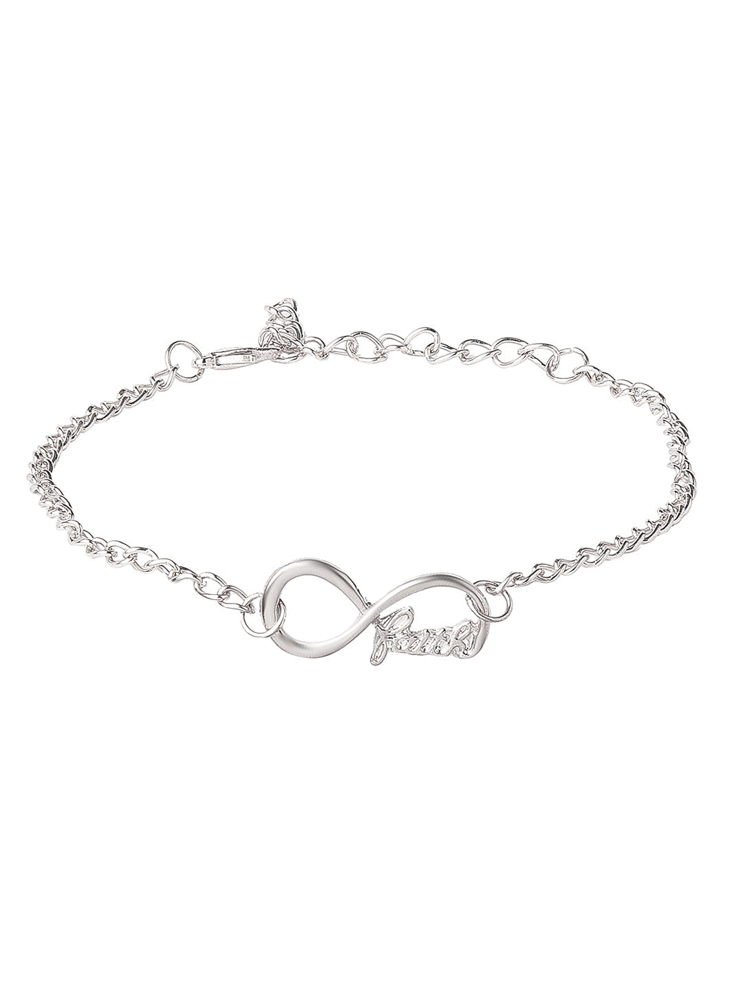 Silver Plated Stylish and Latest Designer Faith in Infinity Charm Brac