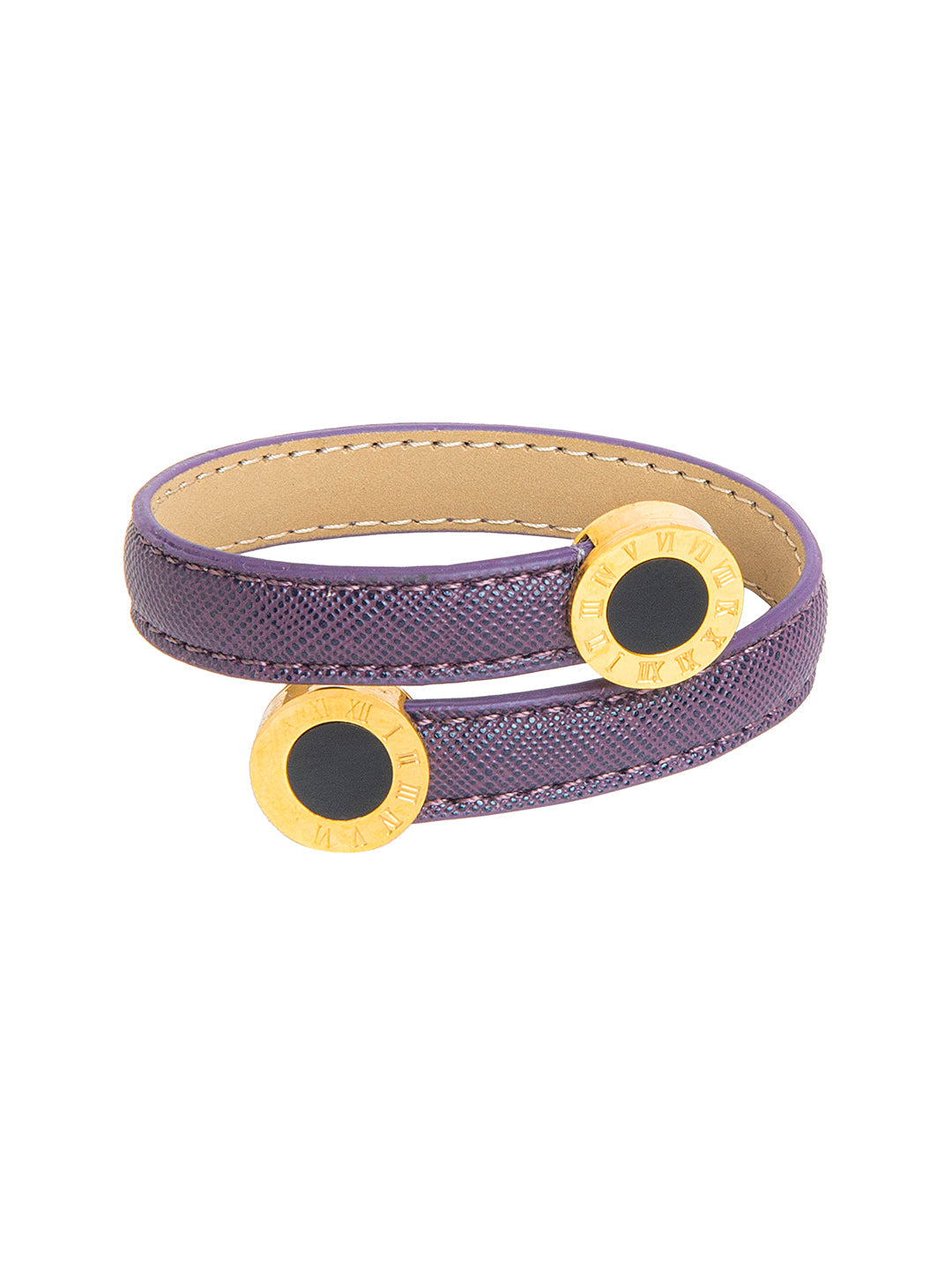 Designer Stylish Latest Leather Wraparound Layered Purple Bracelet for Women MD_3261 (PR)
