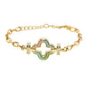 CZ Studded Gold Plated Designer Stylish and Latest Charm Flower Clover Bracelet for Girls & Women (MD_3269_G)