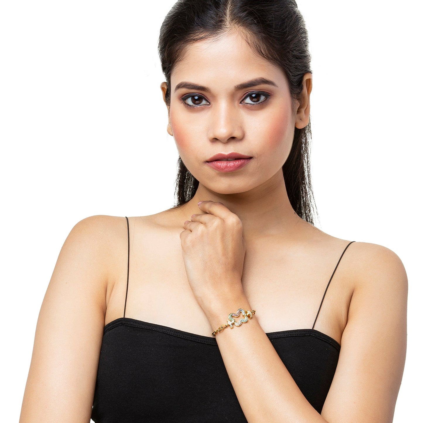 CZ Studded Gold Plated Designer Stylish and Latest Charm Butterfly Bracelet for Girls & Women (MD_3270_G)