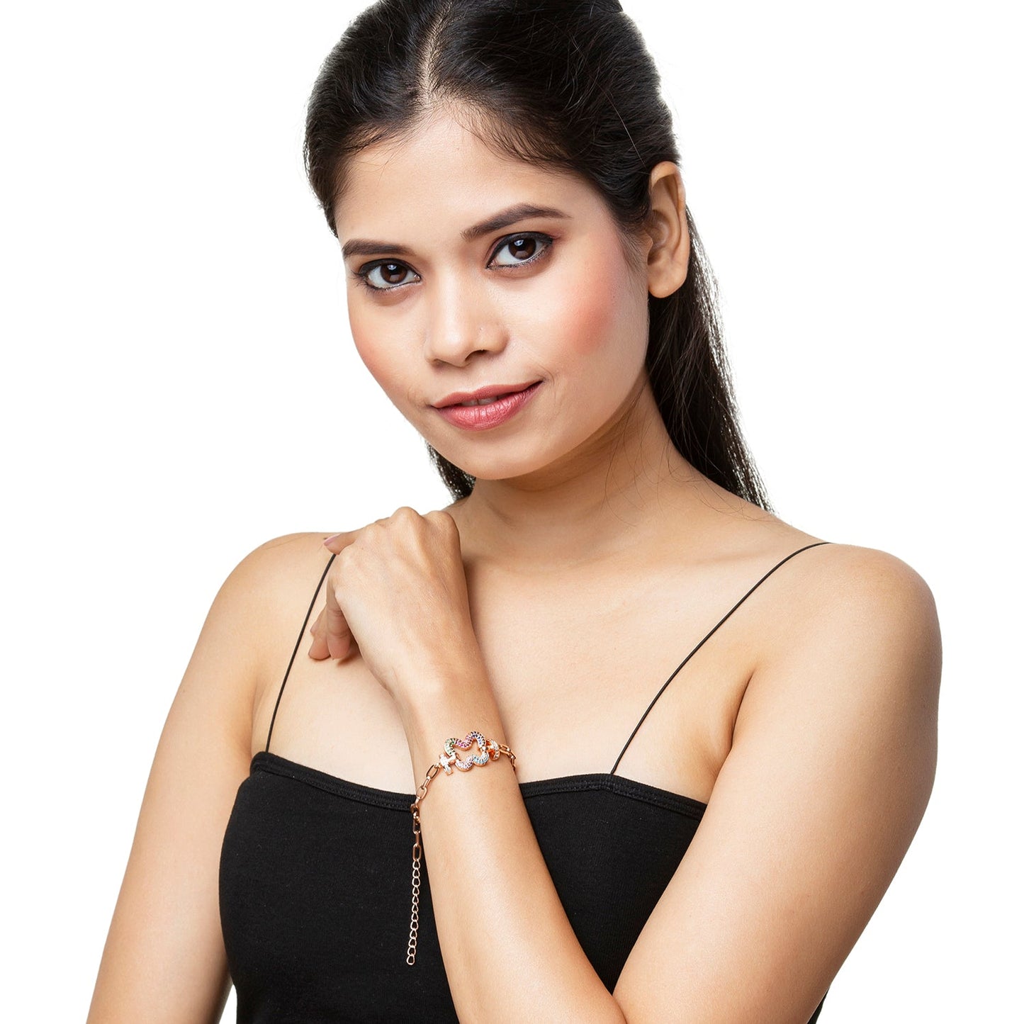 CZ Studded Rose Gold Plated Designer Stylish and Latest Charm Butterfly Bracelet for Girls & Women (MD_3270_RG)